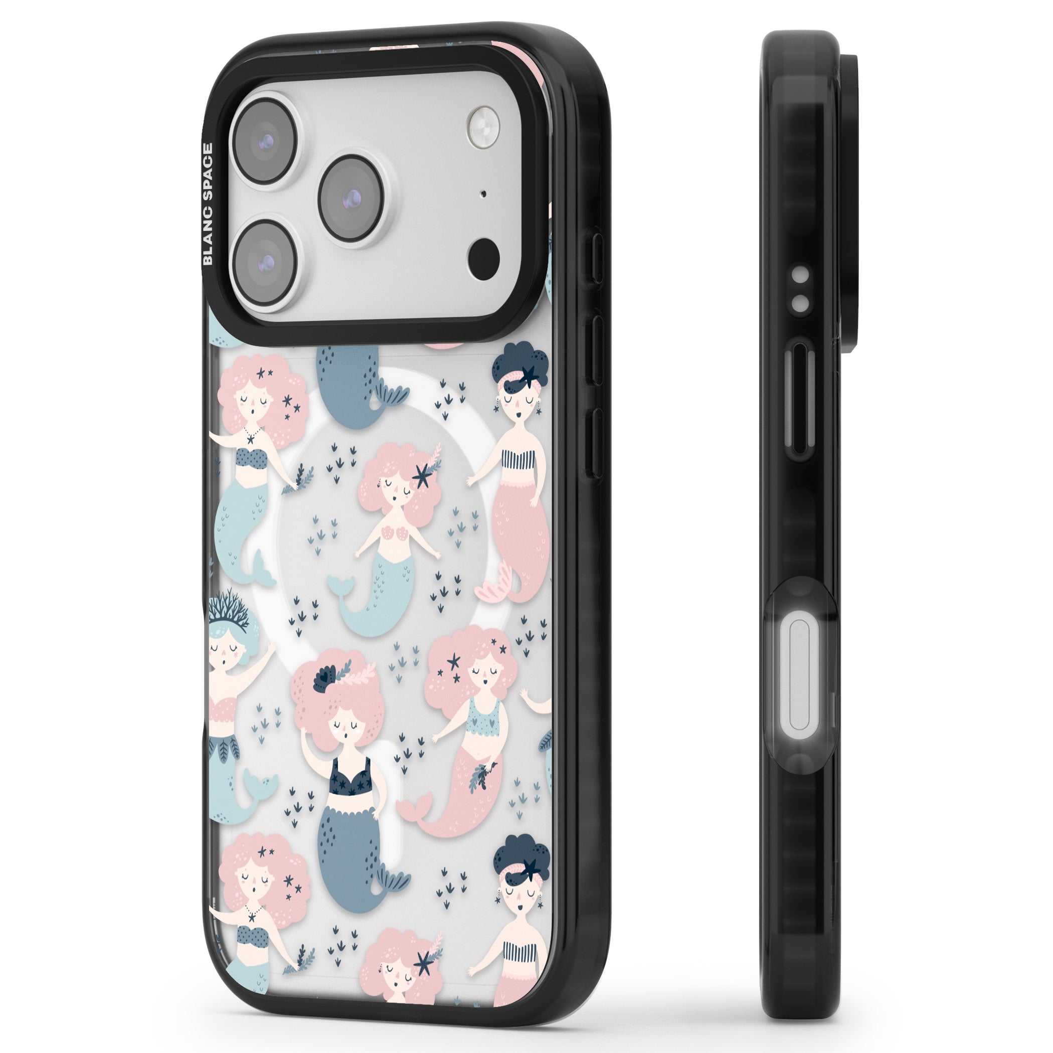 Under The Sea Mermaids (Clear) iPhone 17 Pro Max Impact Pro Black Phone Case Side Profile
