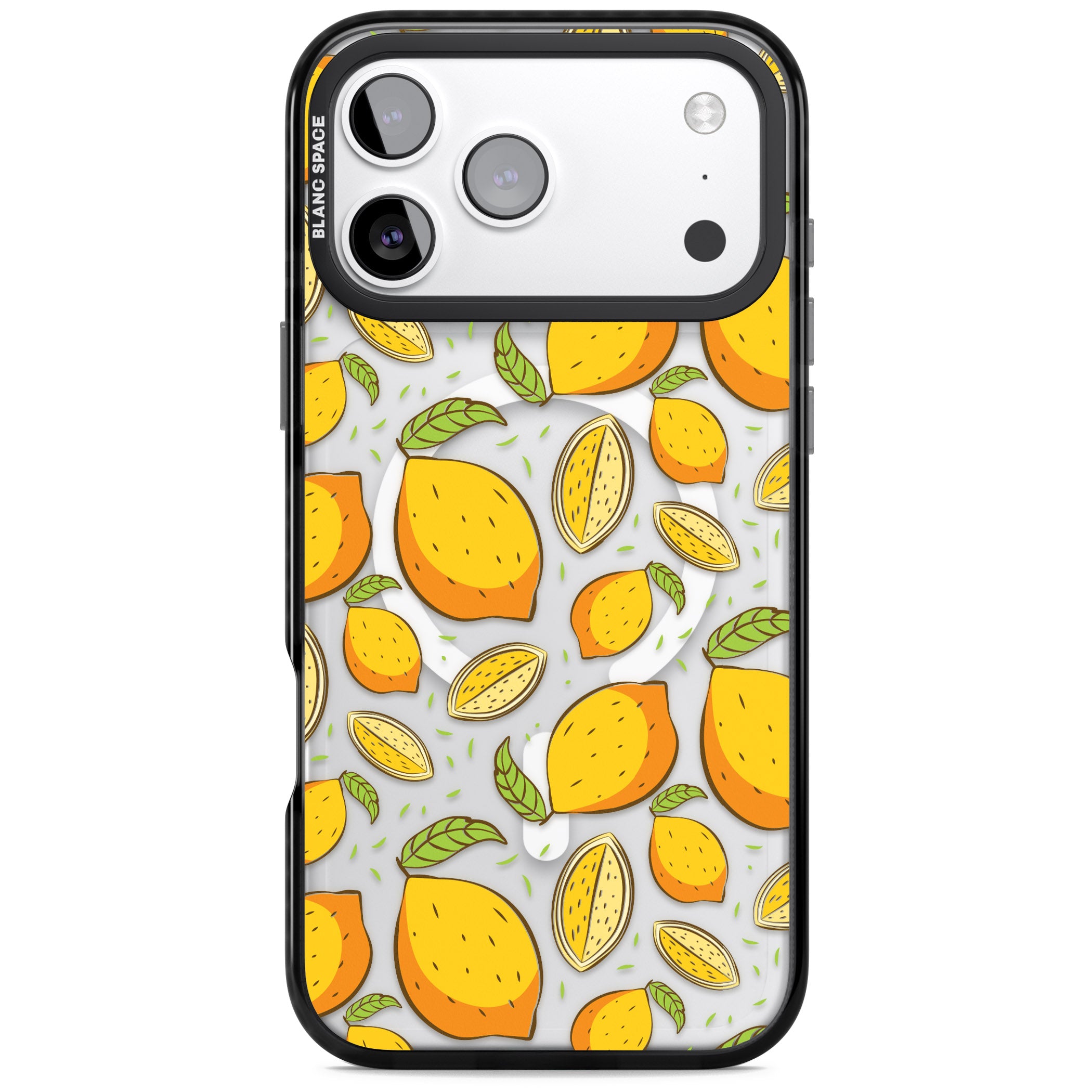 Lemon Pattern iPhone 17 Pro Impact Pro Black Phone Case