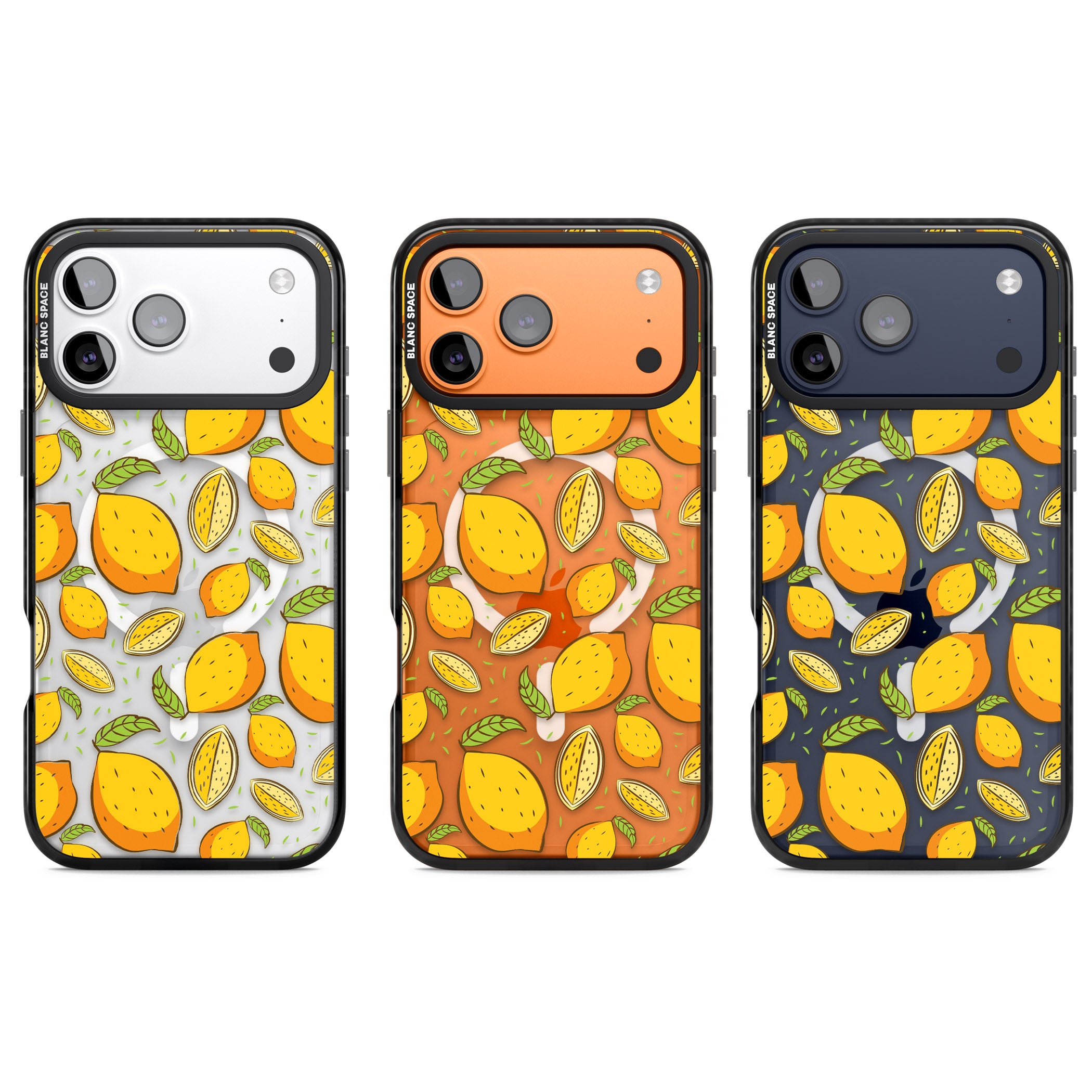 Lemon Pattern iPhone 17 Pro Impact Pro Black Phone Case APT Impact Protection