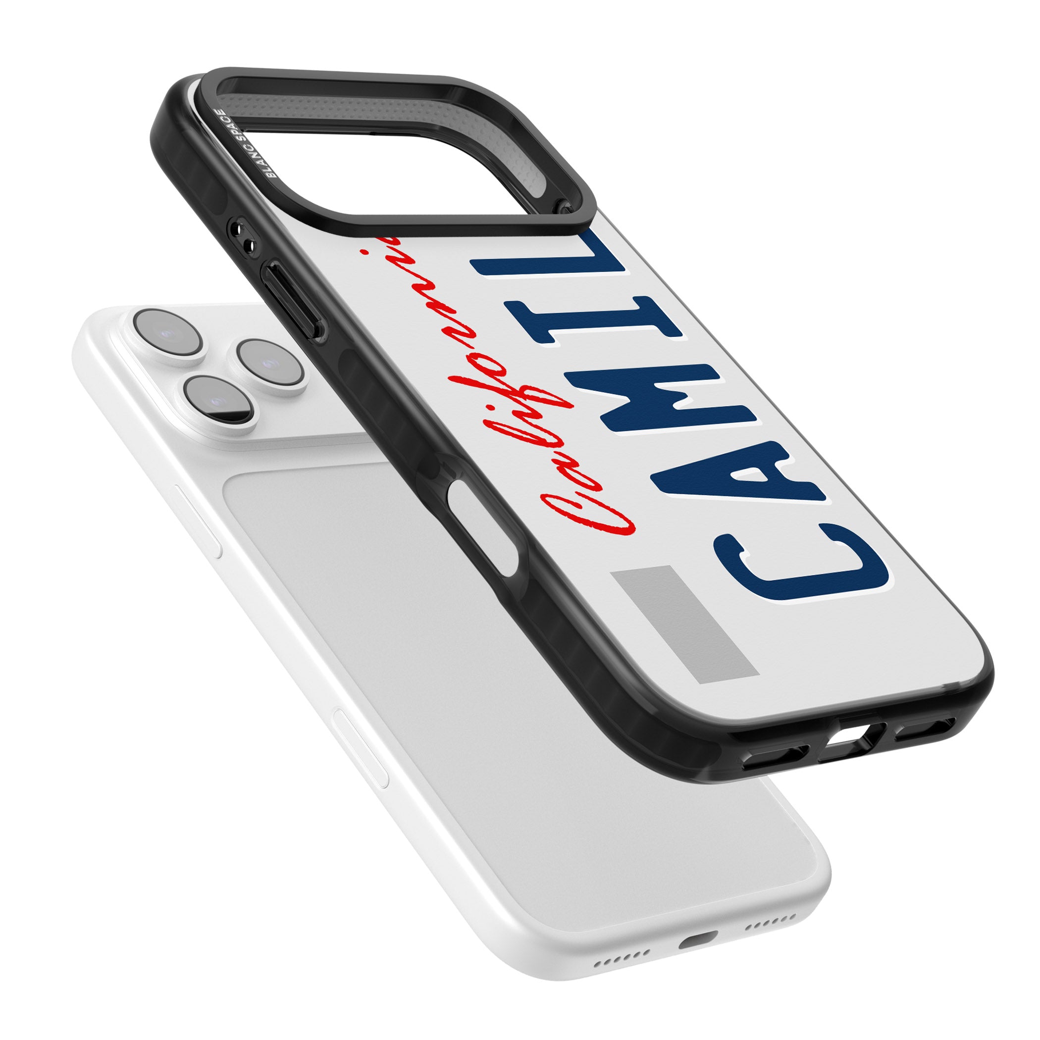 Personalised California License Plate iPhone 17 Pro Impact Pro Black Phone Case Colours