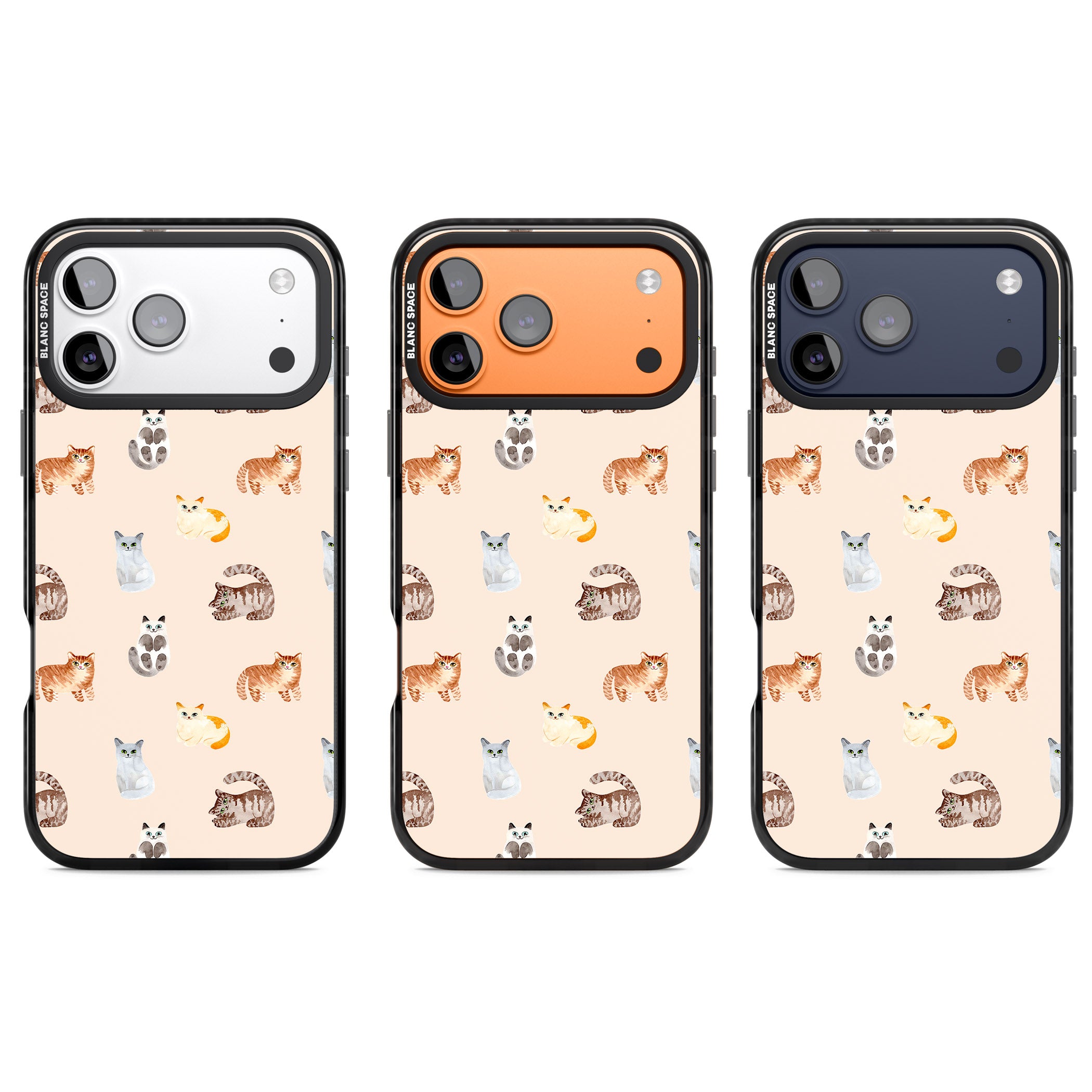 Cute Cat Parade iPhone 17 Pro Impact Pro Black Phone Case APT Impact Protection