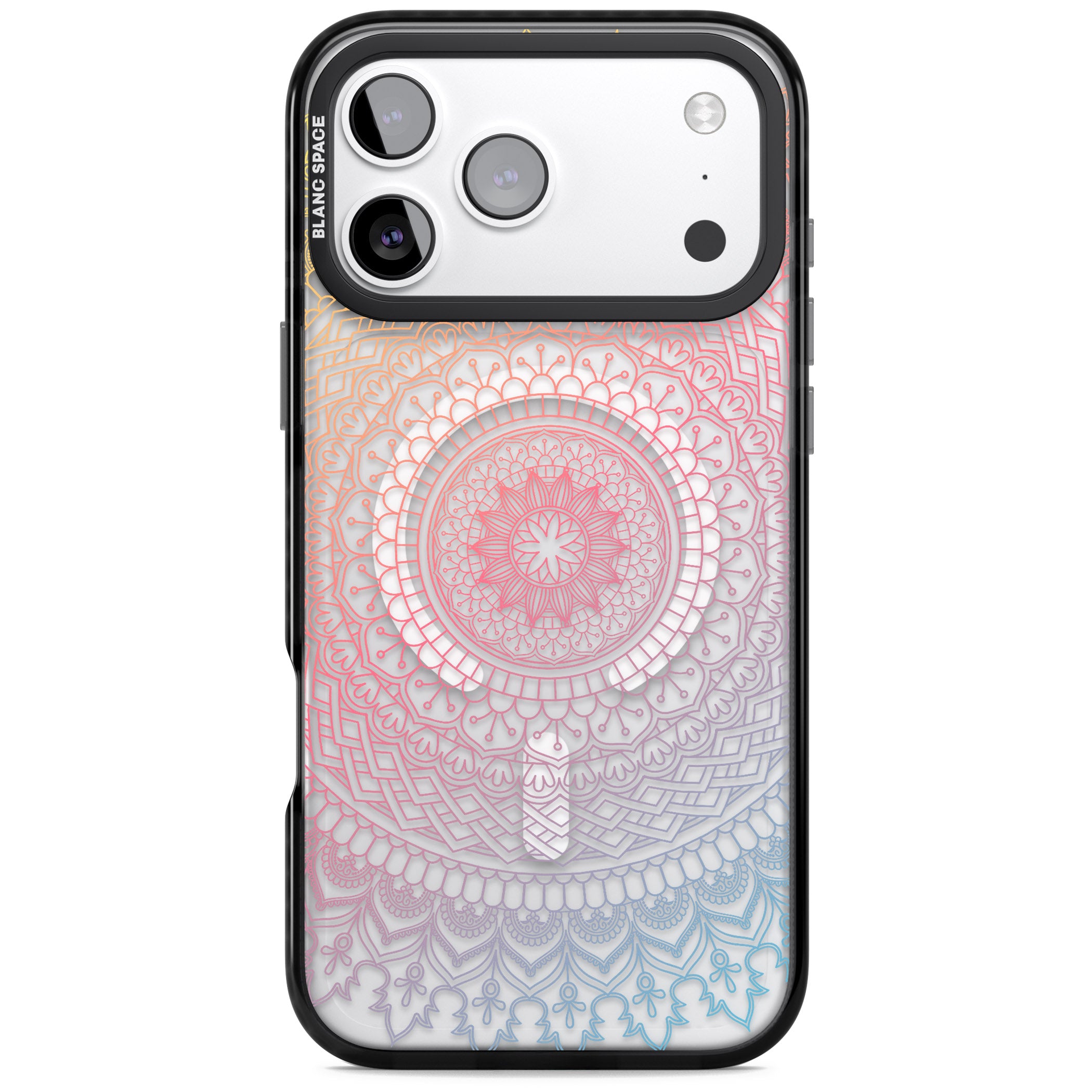 Rainbow Mandala iPhone 17 Pro Impact Pro Black Phone Case