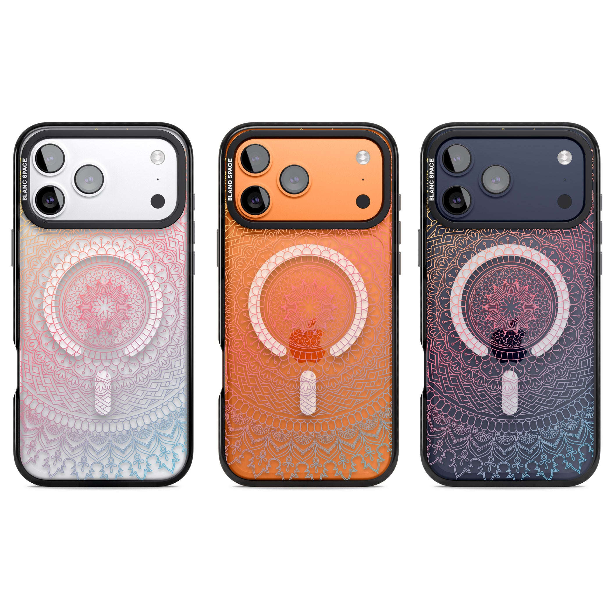 Rainbow Mandala iPhone 17 Pro Impact Pro Black Phone Case APT Impact Protection