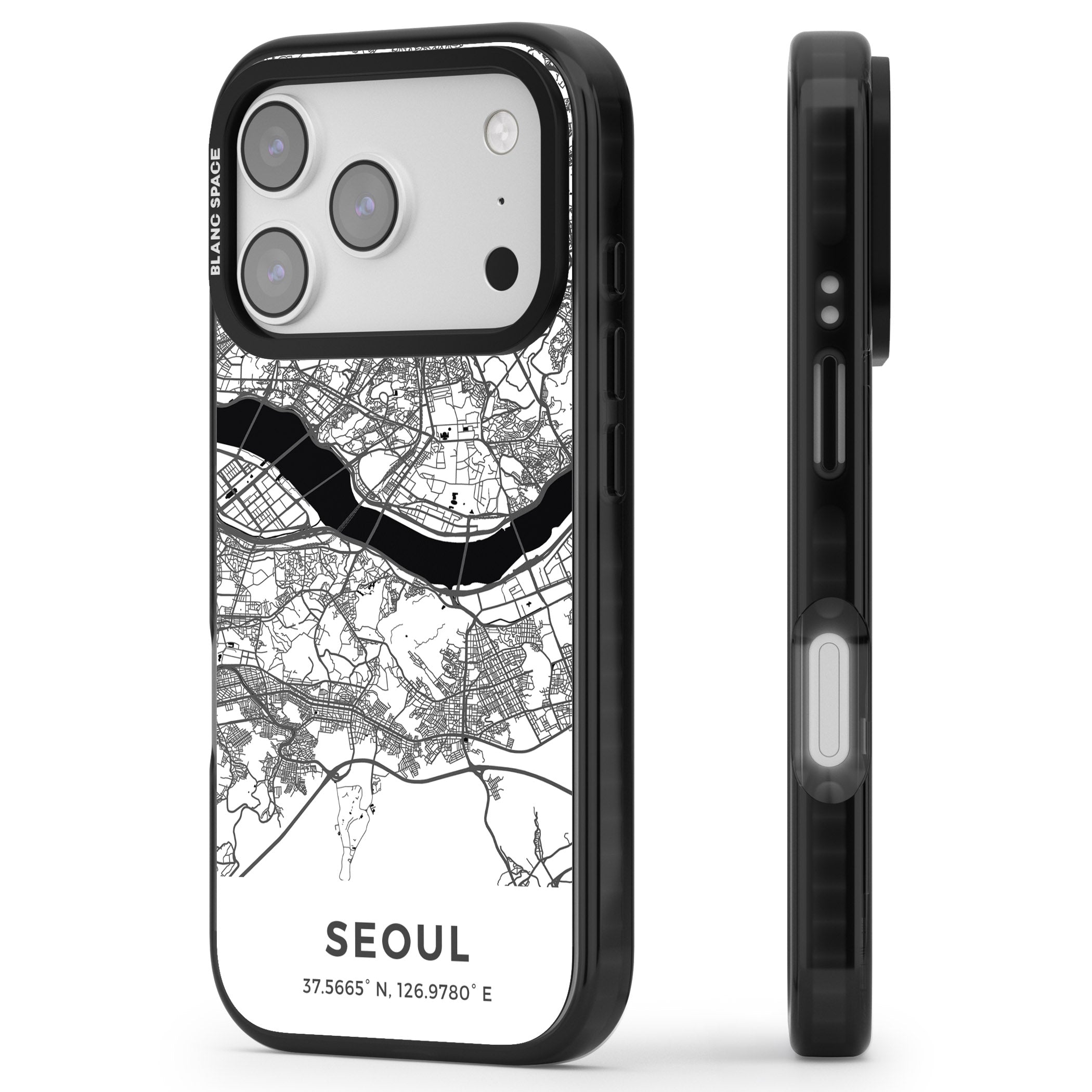 Seoul City Map iPhone 17 Pro Impact Pro Black Phone Case Side Profile