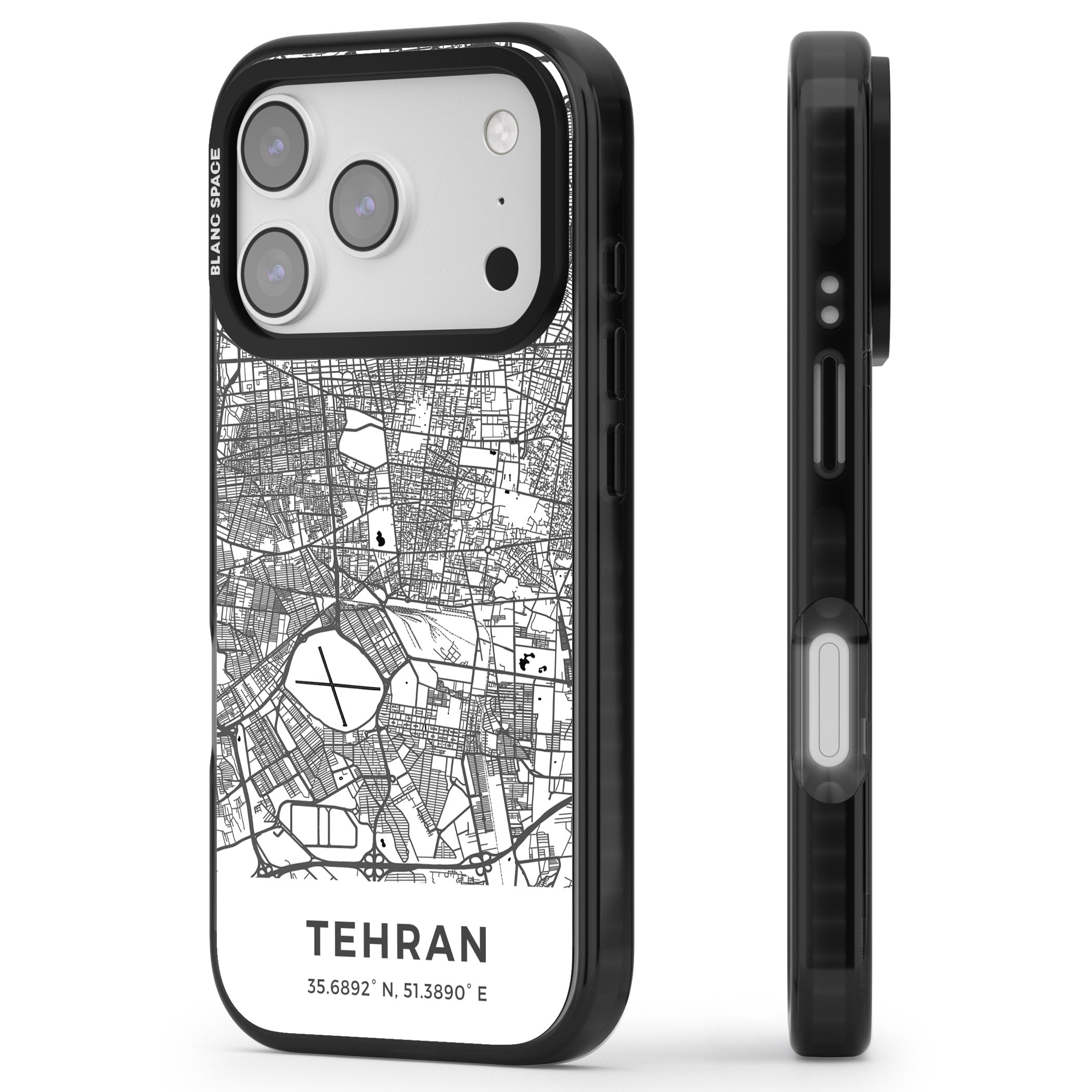 Tehran Map iPhone 17 Pro Impact Pro Black Phone Case Side Profile