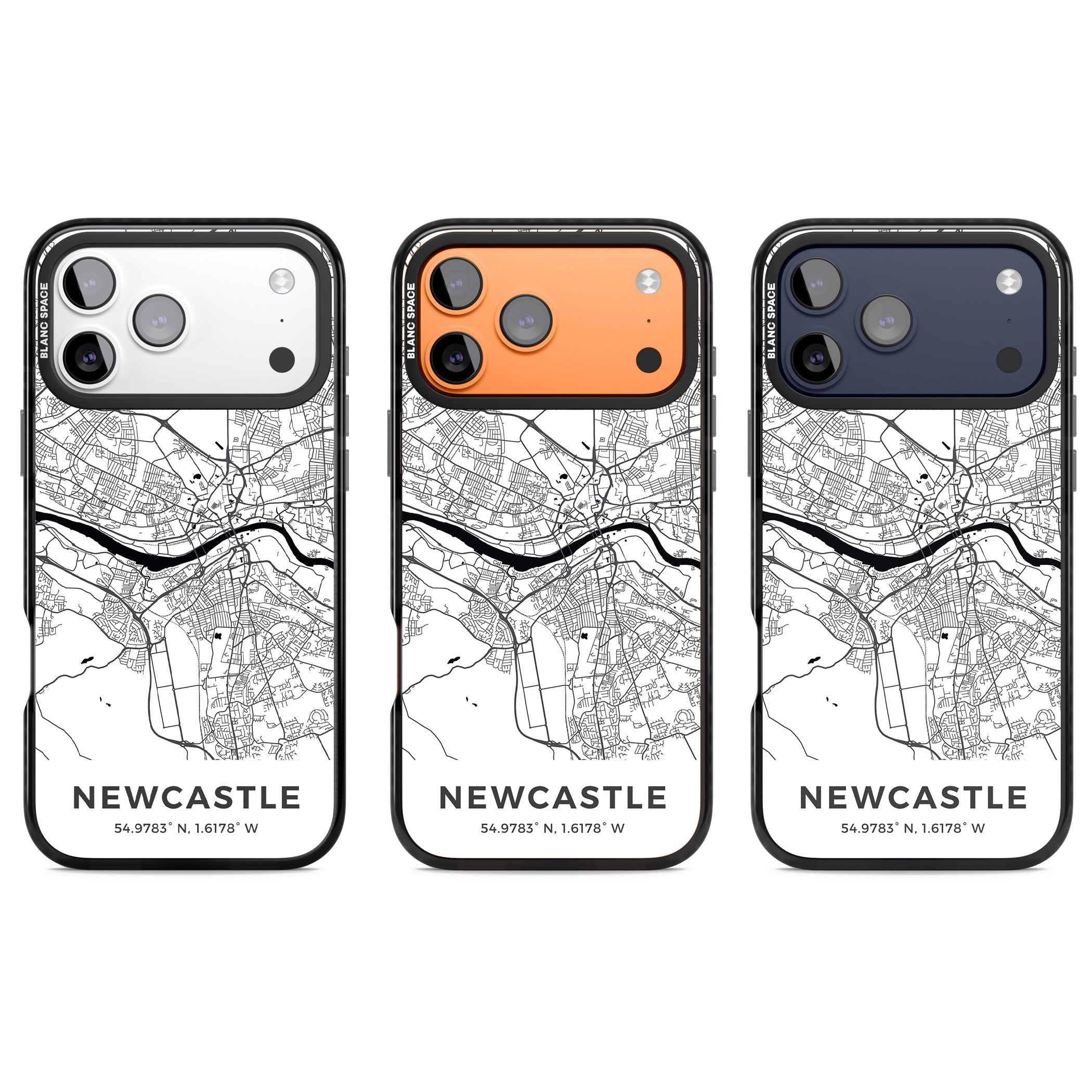 Newcastle City Map iPhone 17 Pro Impact Pro Black Phone Case APT Impact Protection
