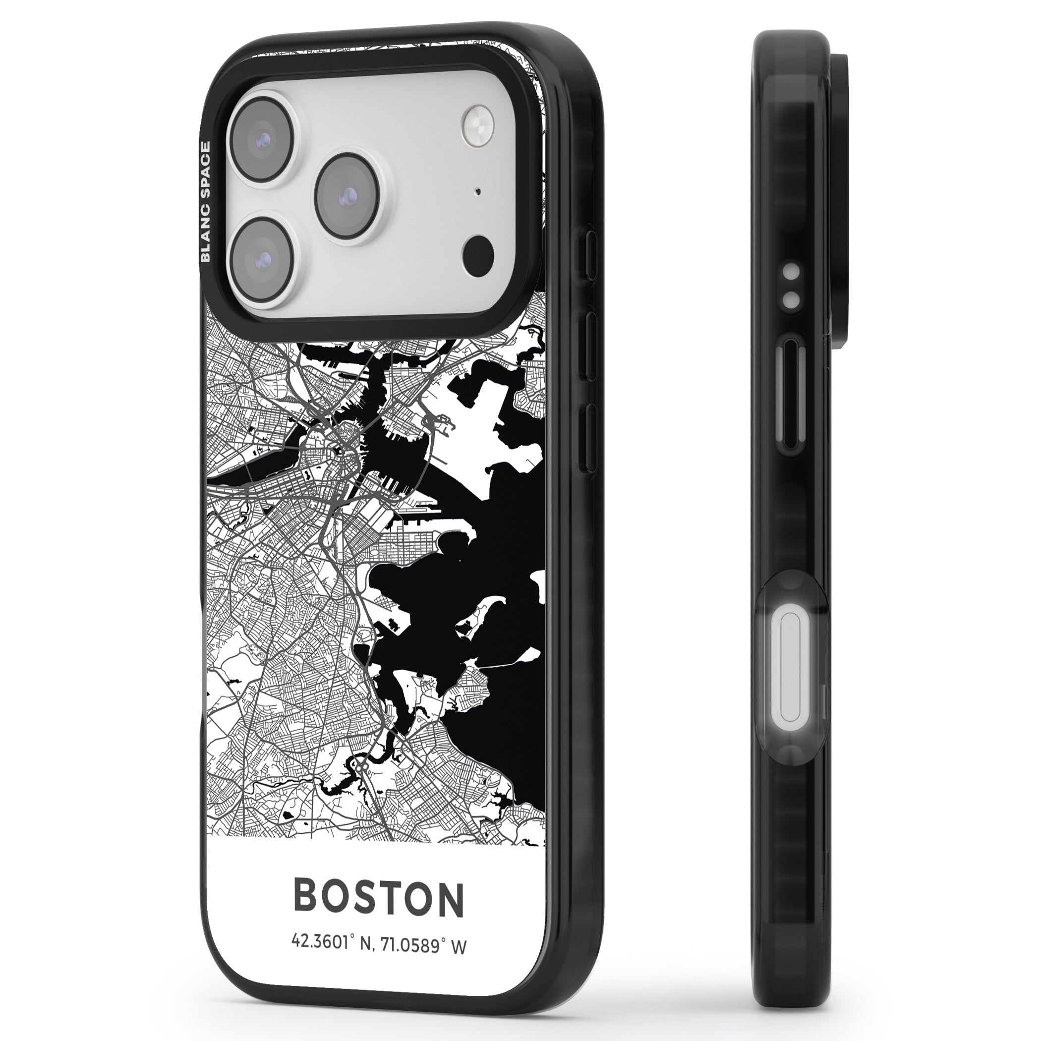 Boston Map iPhone 17 Pro Impact Pro Black Phone Case Side Profile
