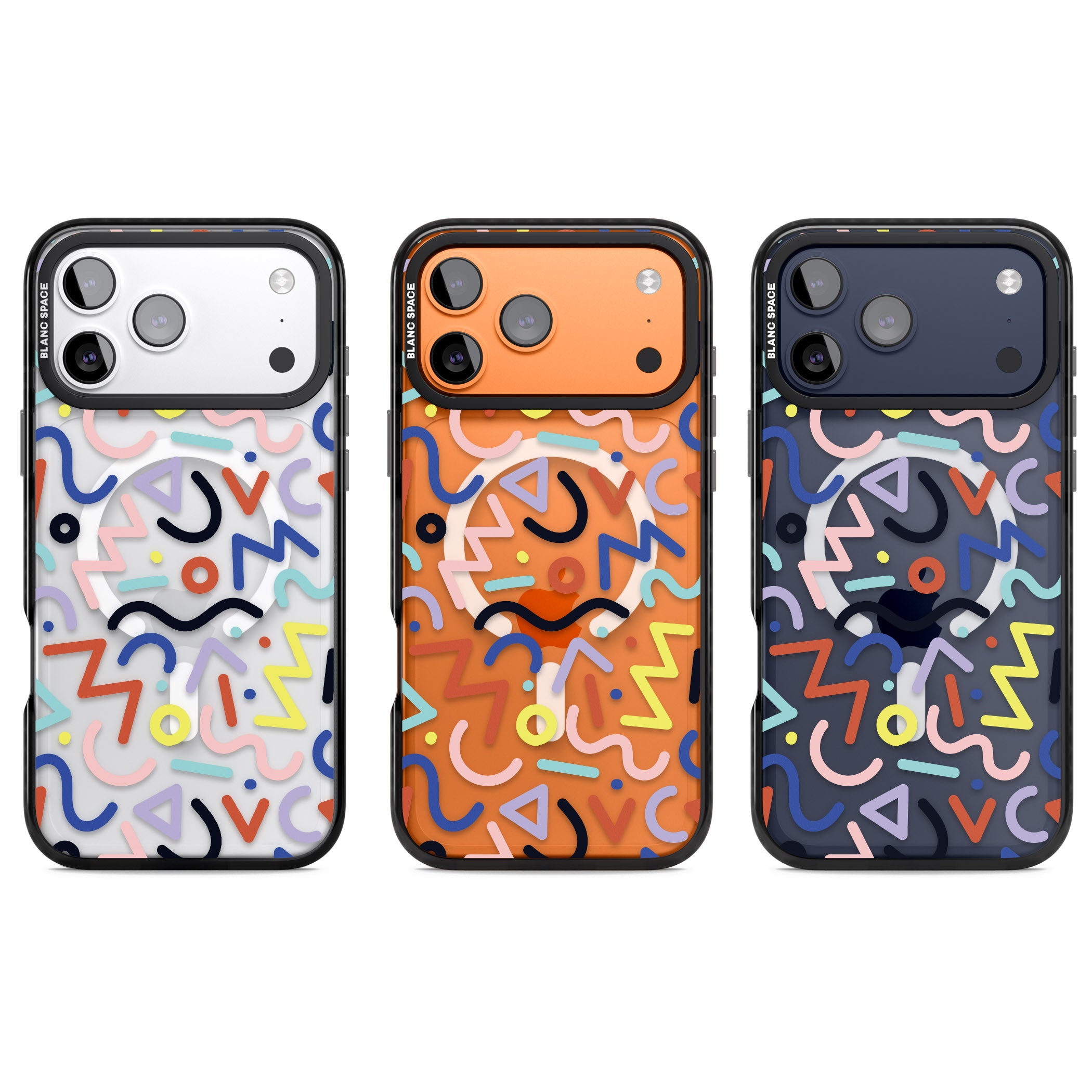 Memphis Retro Pattern iPhone 17 Pro Impact Pro Black Phone Case APT Impact Protection