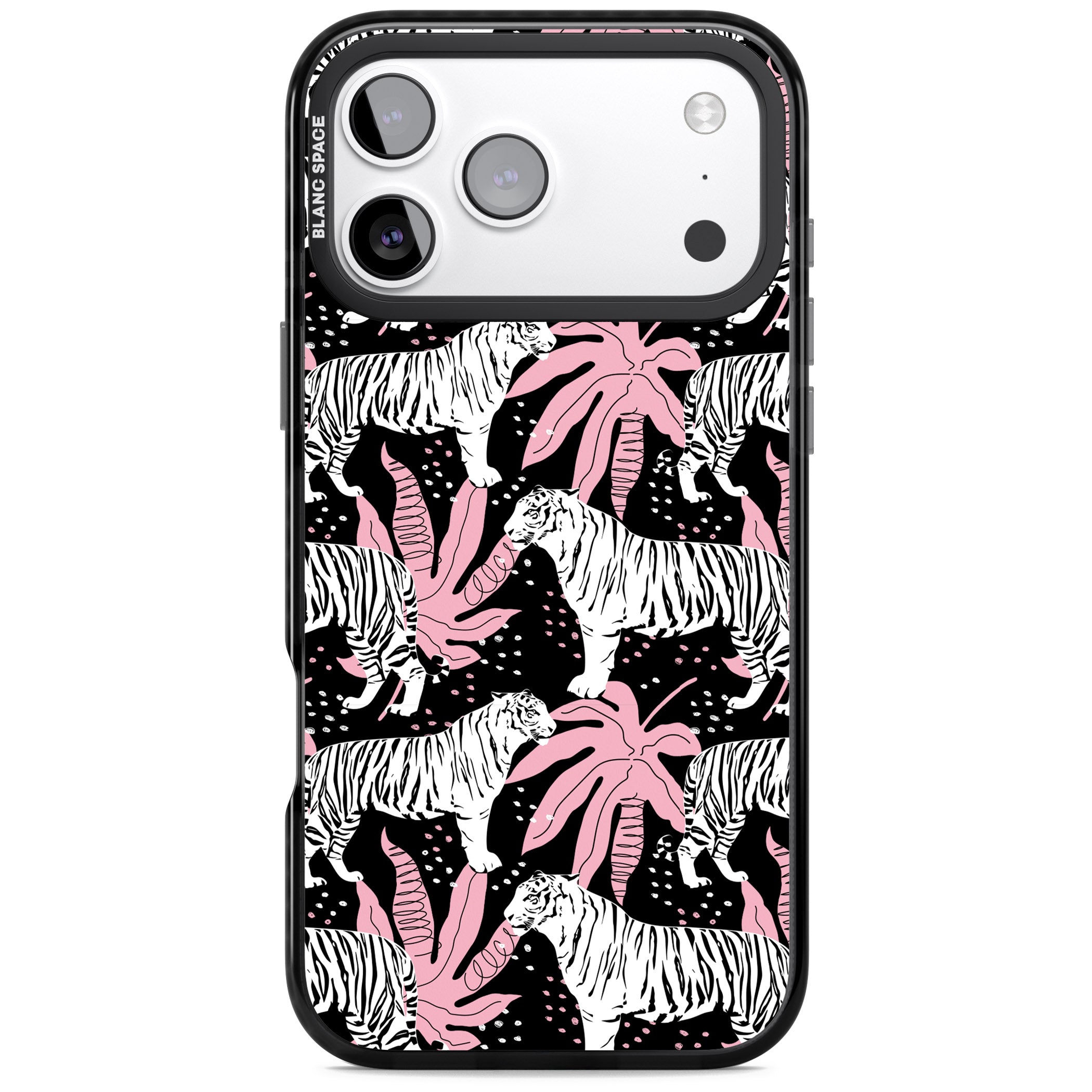 Pink Jungle Tiger iPhone 17 Pro Impact Pro Black Phone Case