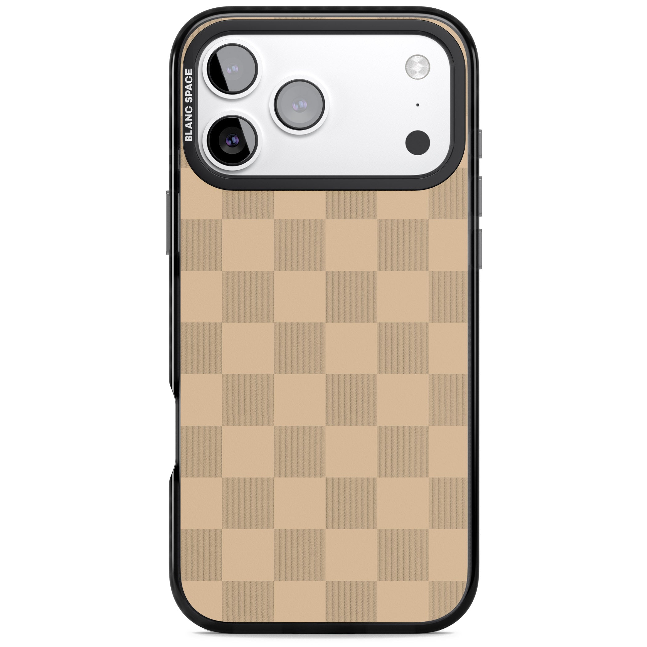 Beige Checkered iPhone 17 Pro Impact Pro Black Phone Case