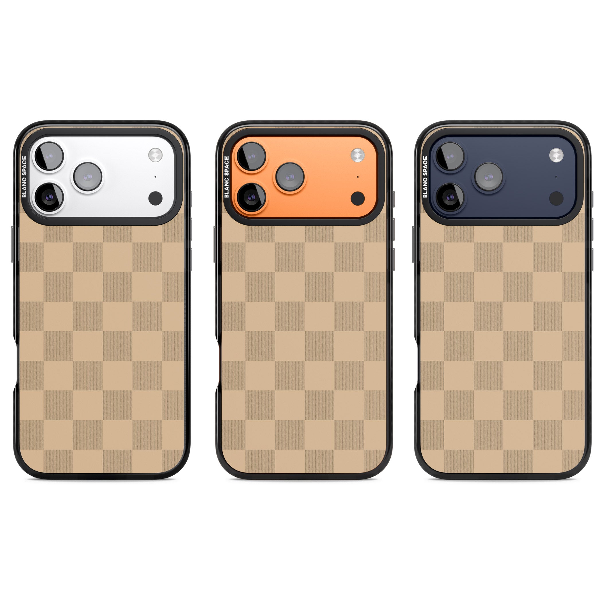 Beige Checkered iPhone 17 Pro Impact Pro Black Phone Case APT Impact Protection