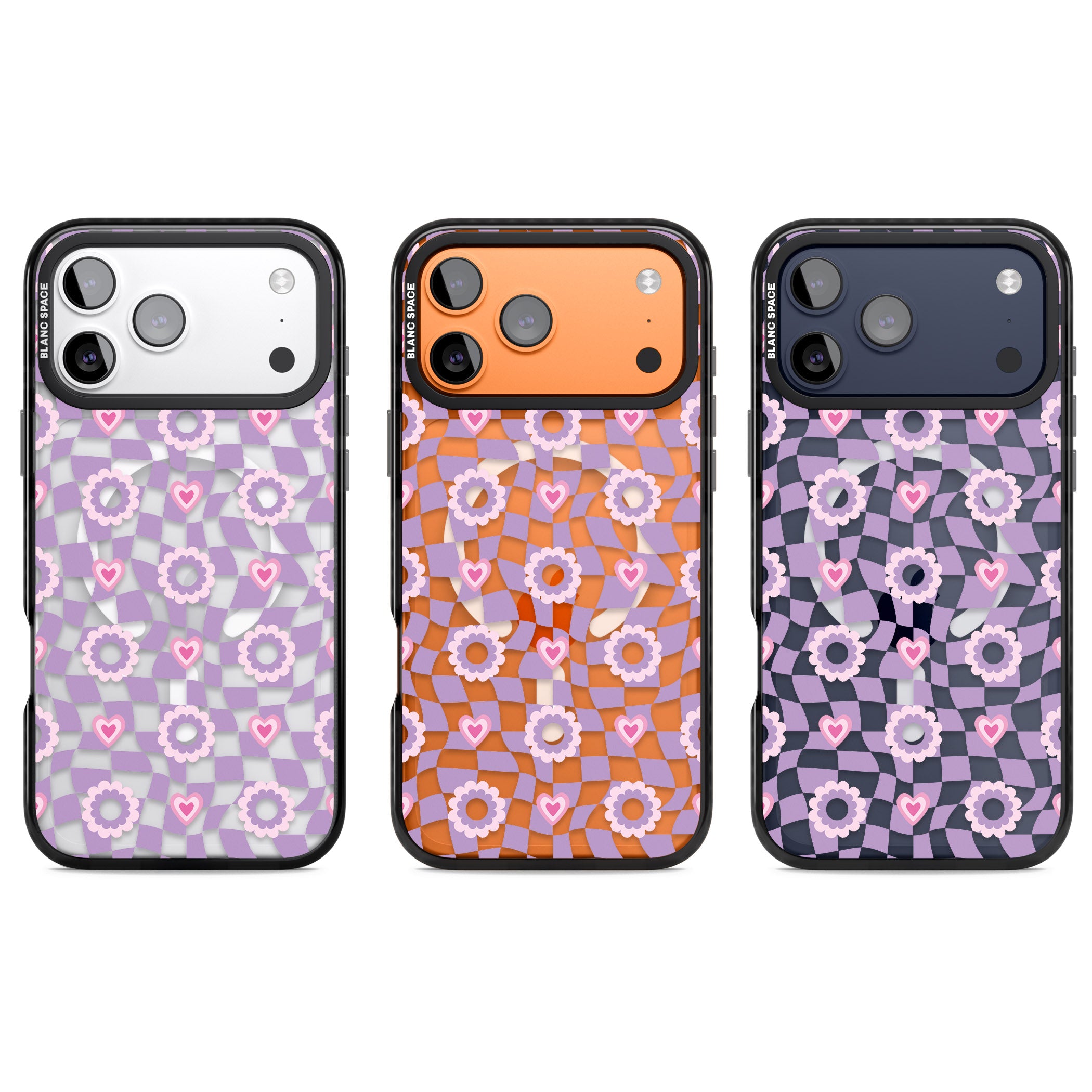 Checkered Love Pattern iPhone 17 Pro Impact Pro Black Phone Case APT Impact Protection