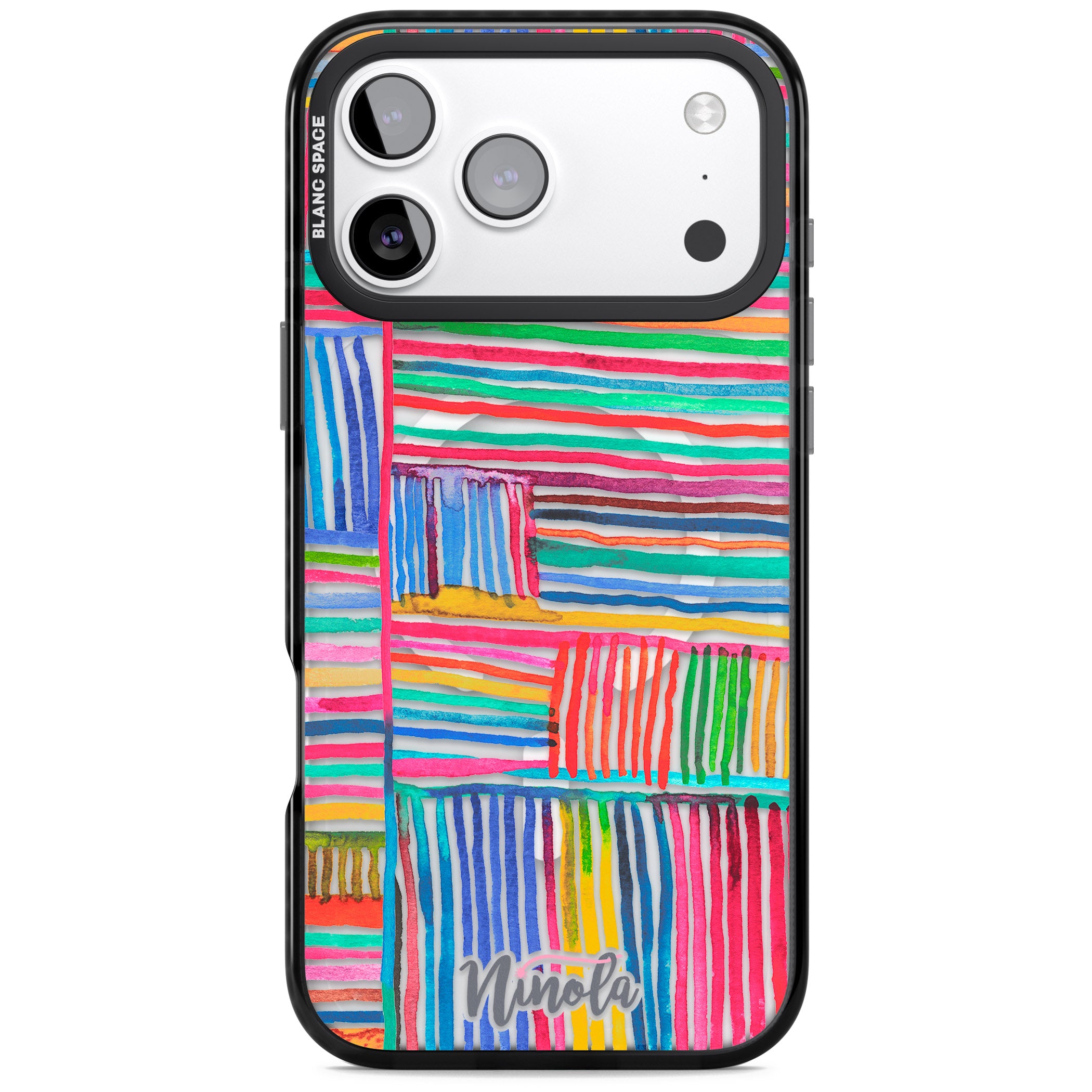 Vibrant Watercolor Lines iPhone 17 Pro Impact Pro Black Phone Case