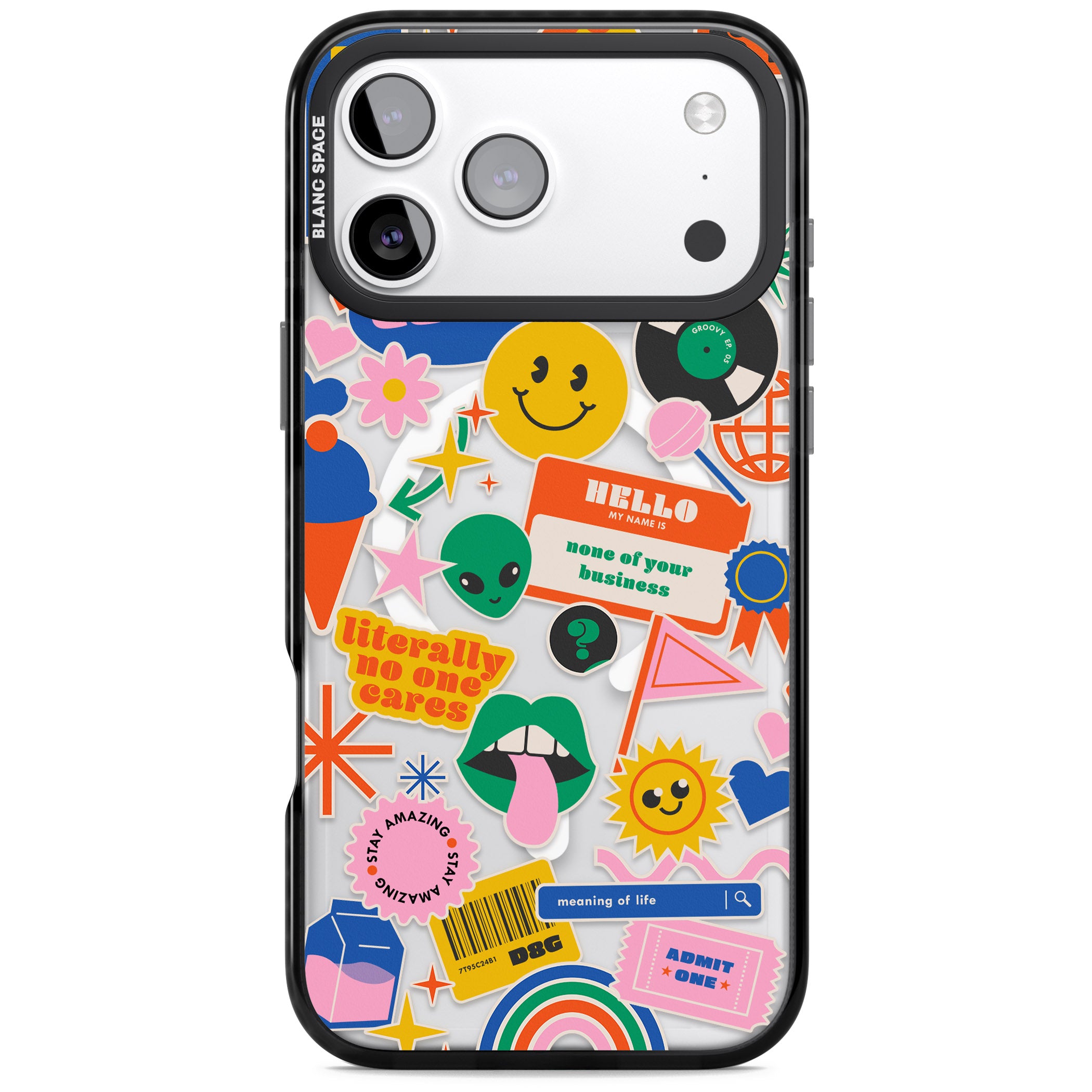 Nostalgic Sticker Vibes iPhone 17 Pro Impact Pro Black Phone Case