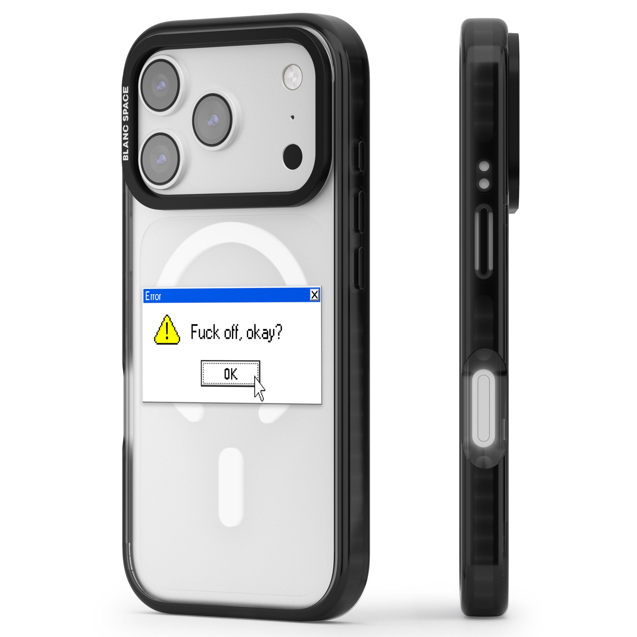 F Ck Off Okay Exe iPhone 17 Pro Impact Pro Black Phone Case Side Profile