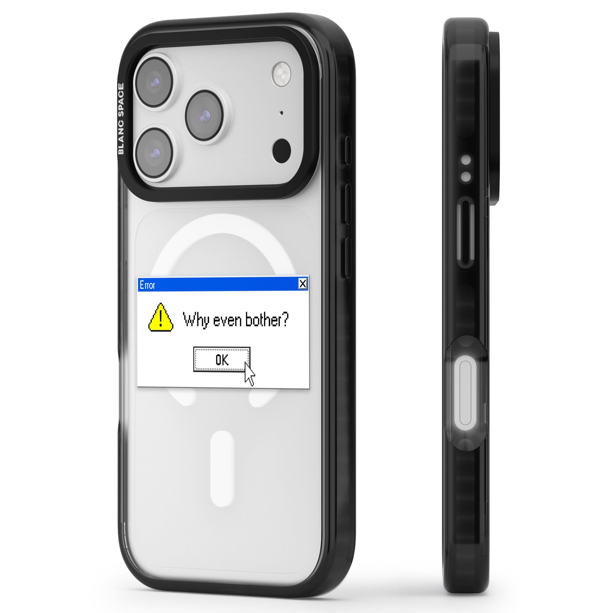 Why Even Bother Exe iPhone 17 Pro Impact Pro Black Phone Case Side Profile