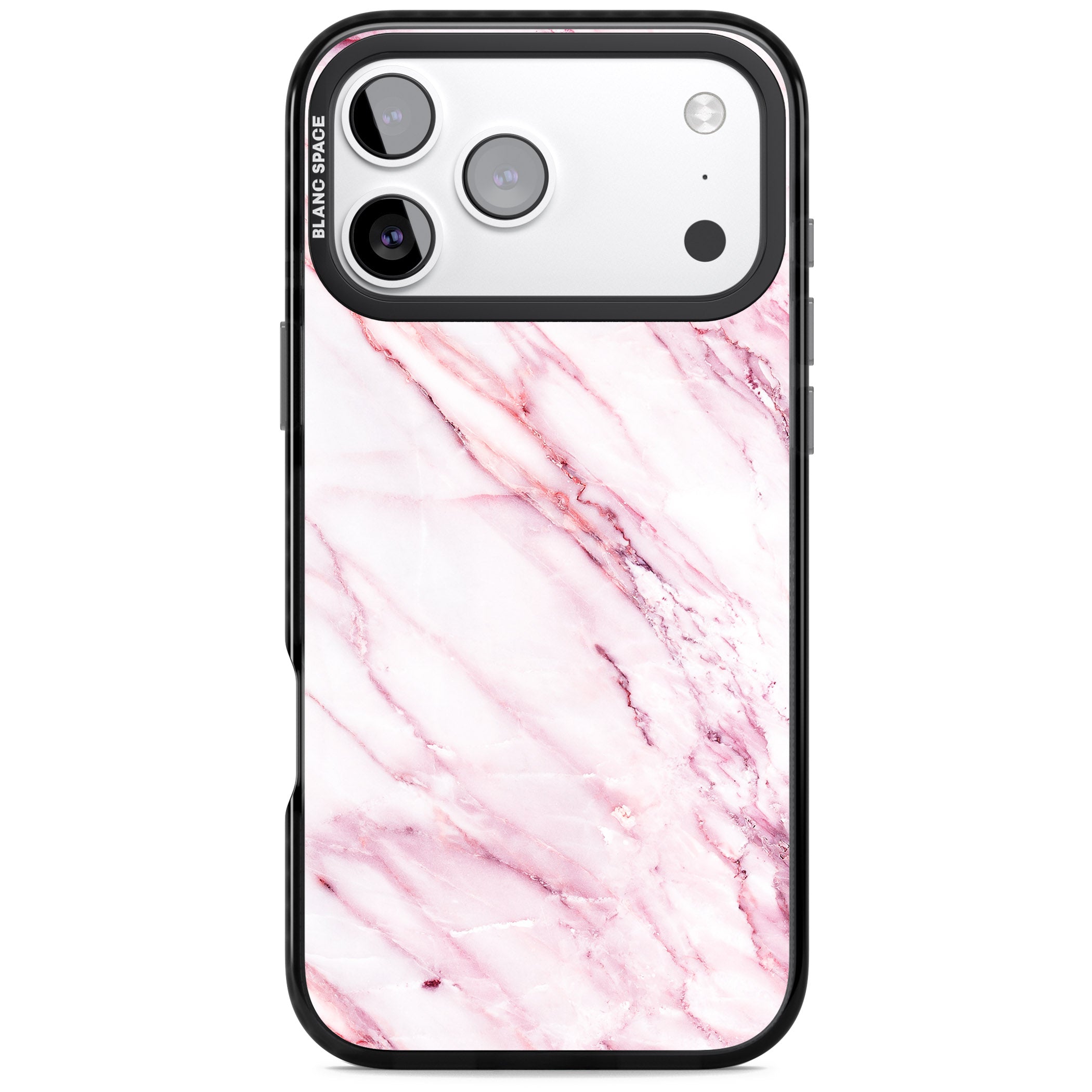 White Pink Onyx Marble iPhone 17 Pro Impact Pro Black Phone Case