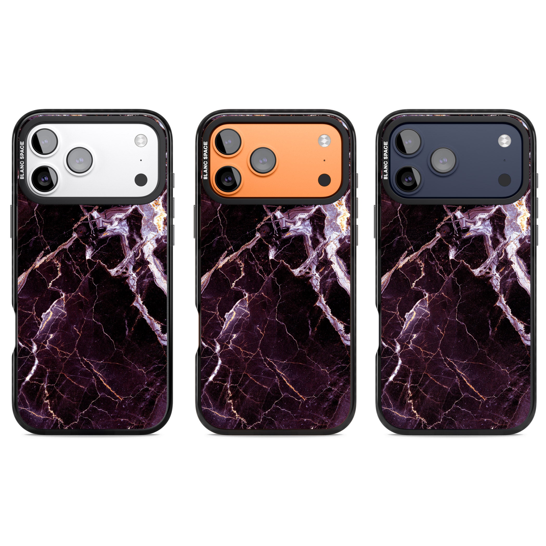 Violet Shatter Marble iPhone 17 Pro Impact Pro Black Phone Case APT Impact Protection