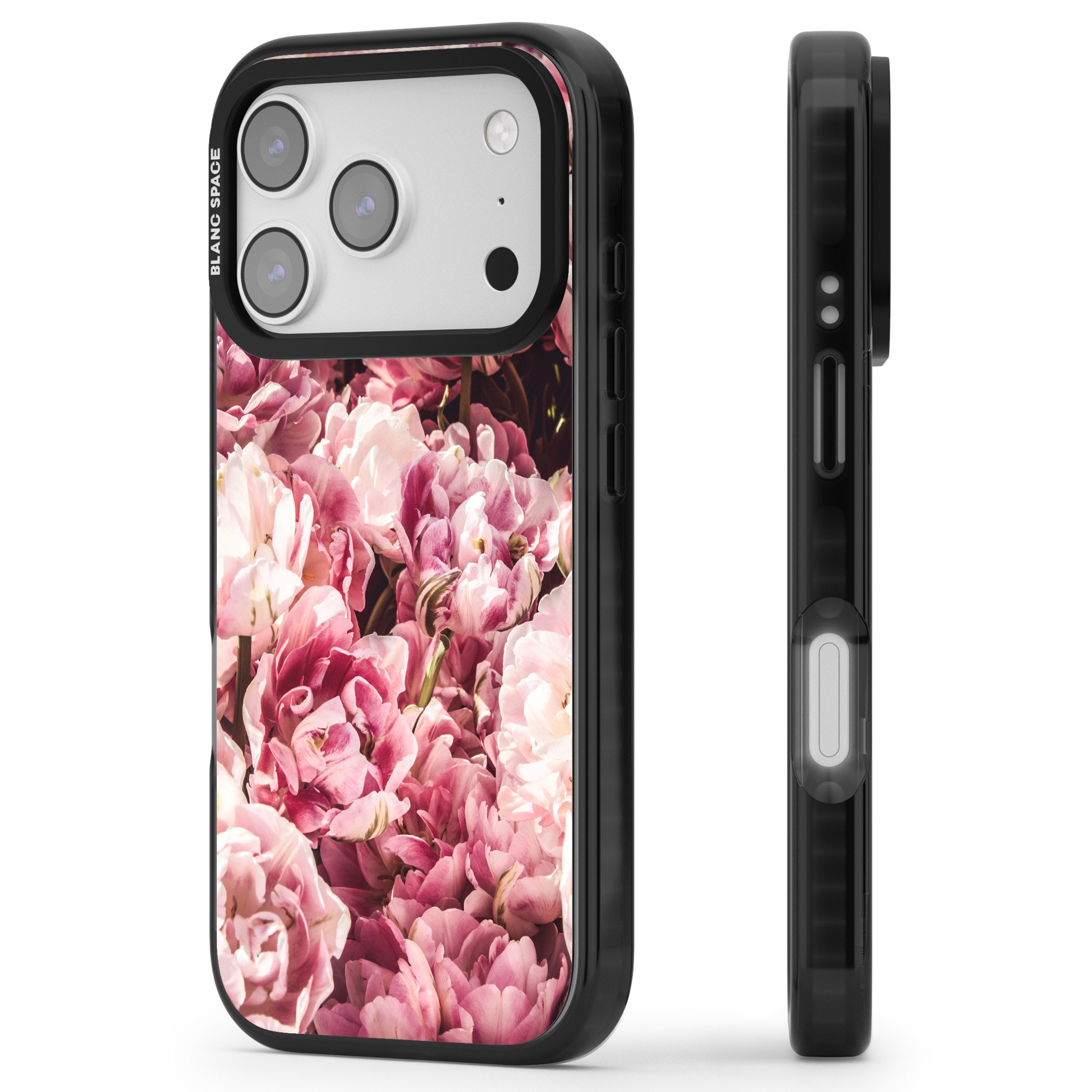 Petal Blush iPhone 17 Pro Impact Pro Black Phone Case Side Profile