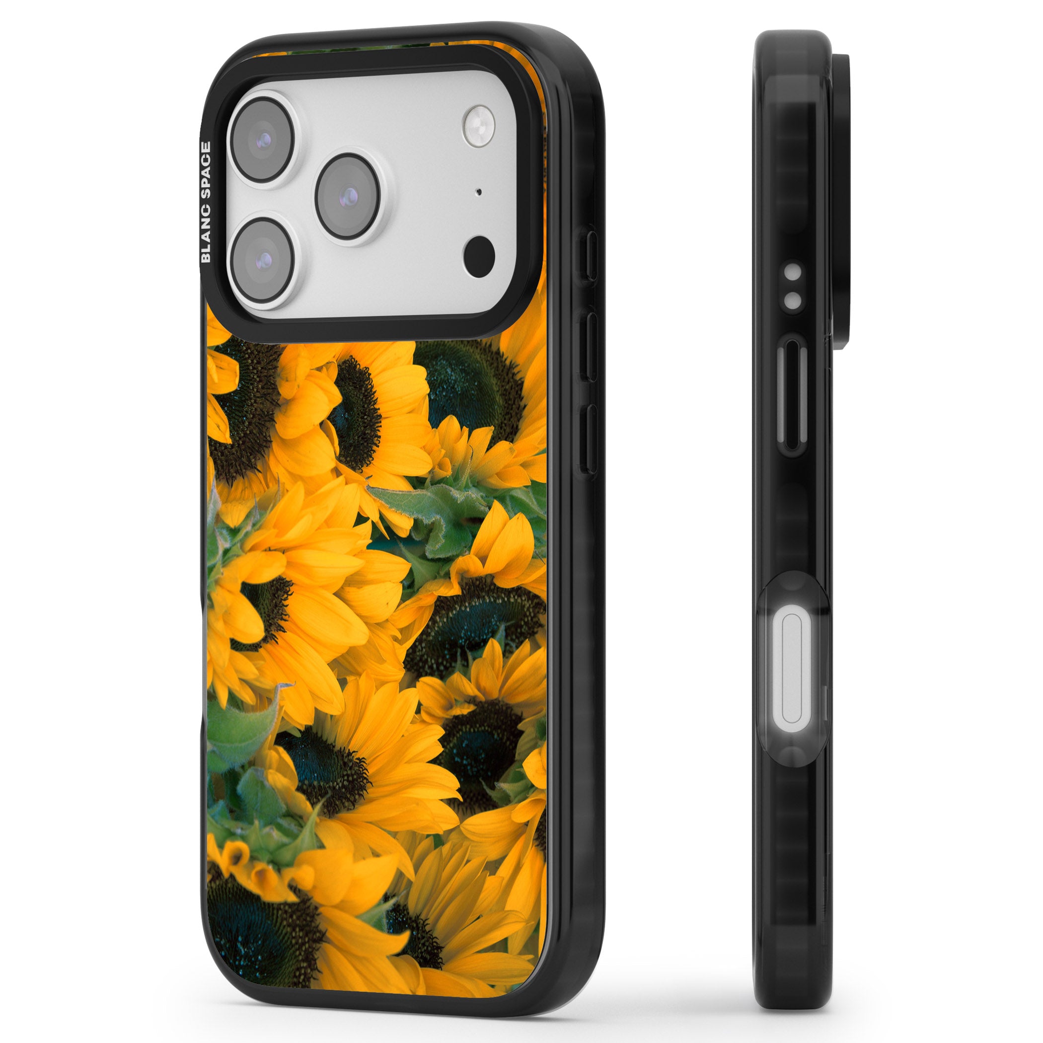 Sunflowers iPhone 17 Pro Impact Pro Black Phone Case Side Profile