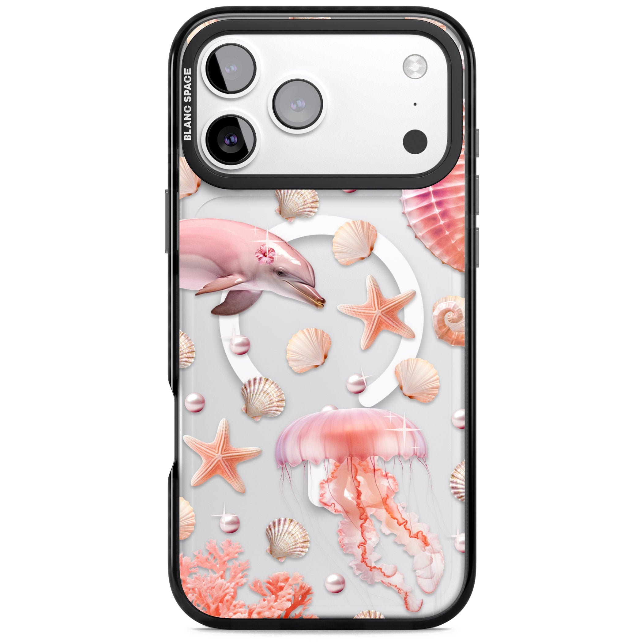 Pink Sealife iPhone 17 Pro Impact Pro Black Phone Case