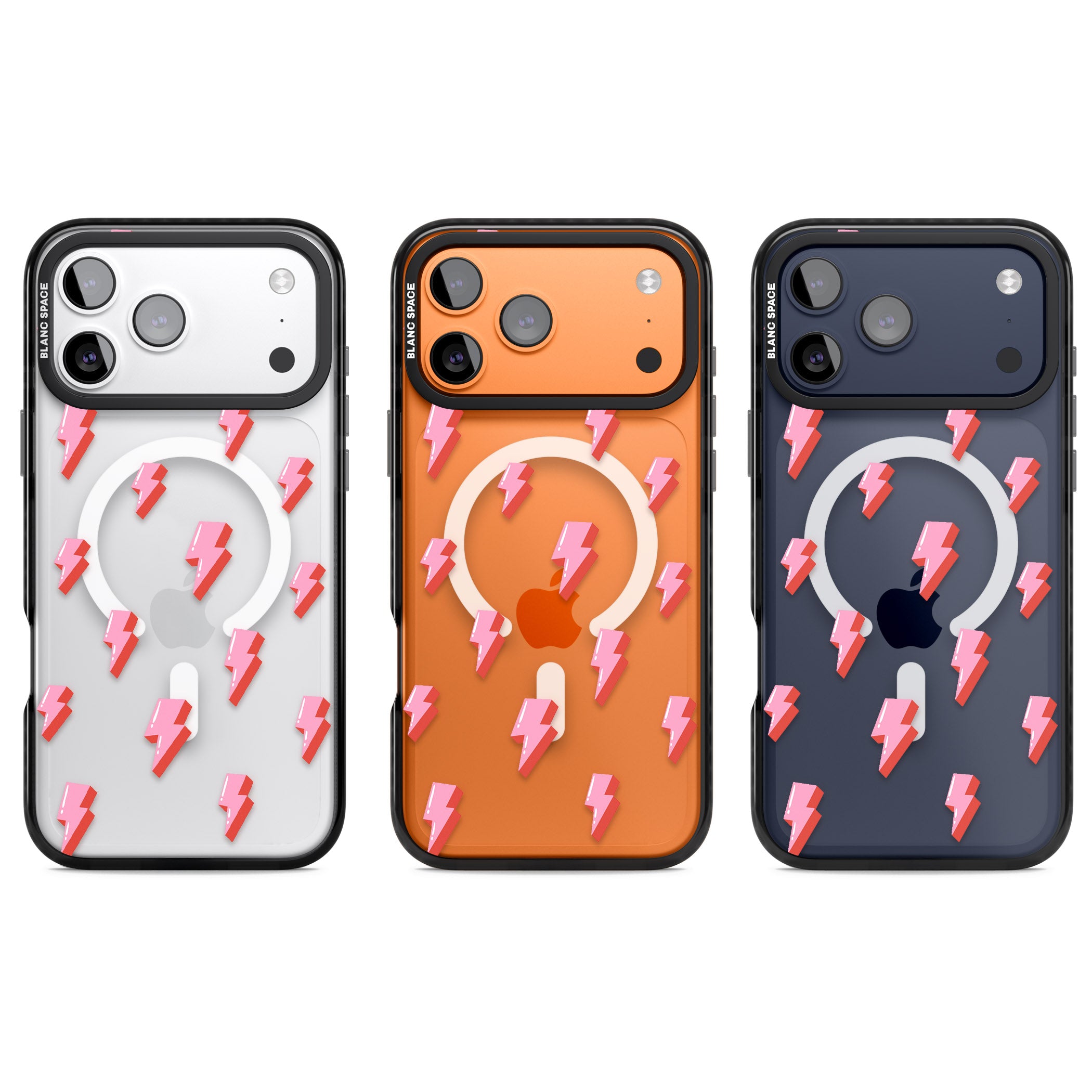 Pink Bolt Pattern iPhone 17 Pro Impact Pro Black Phone Case APT Impact Protection