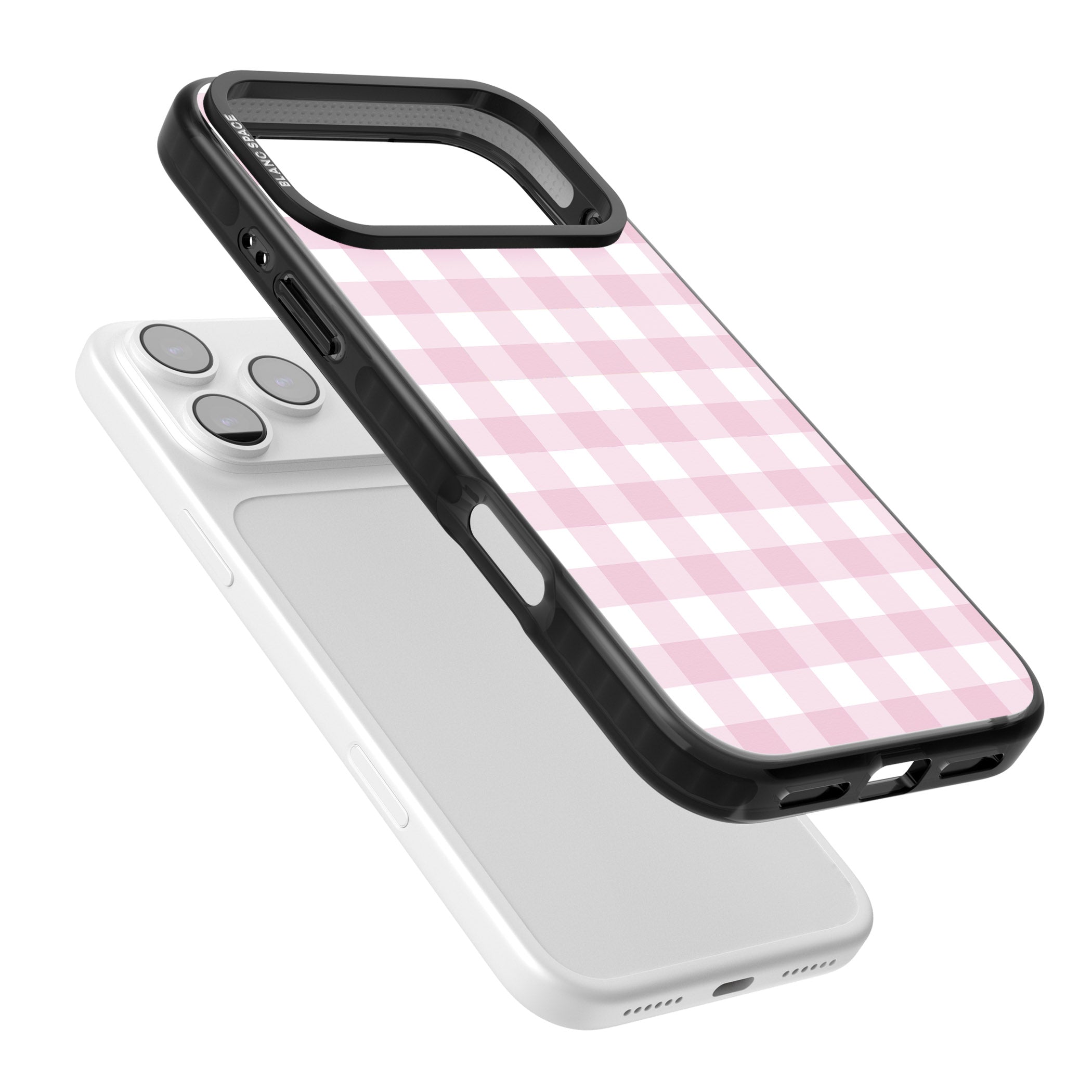 Pink Gingham Pattern iPhone 17 Pro Impact Pro Black Phone Case Colours