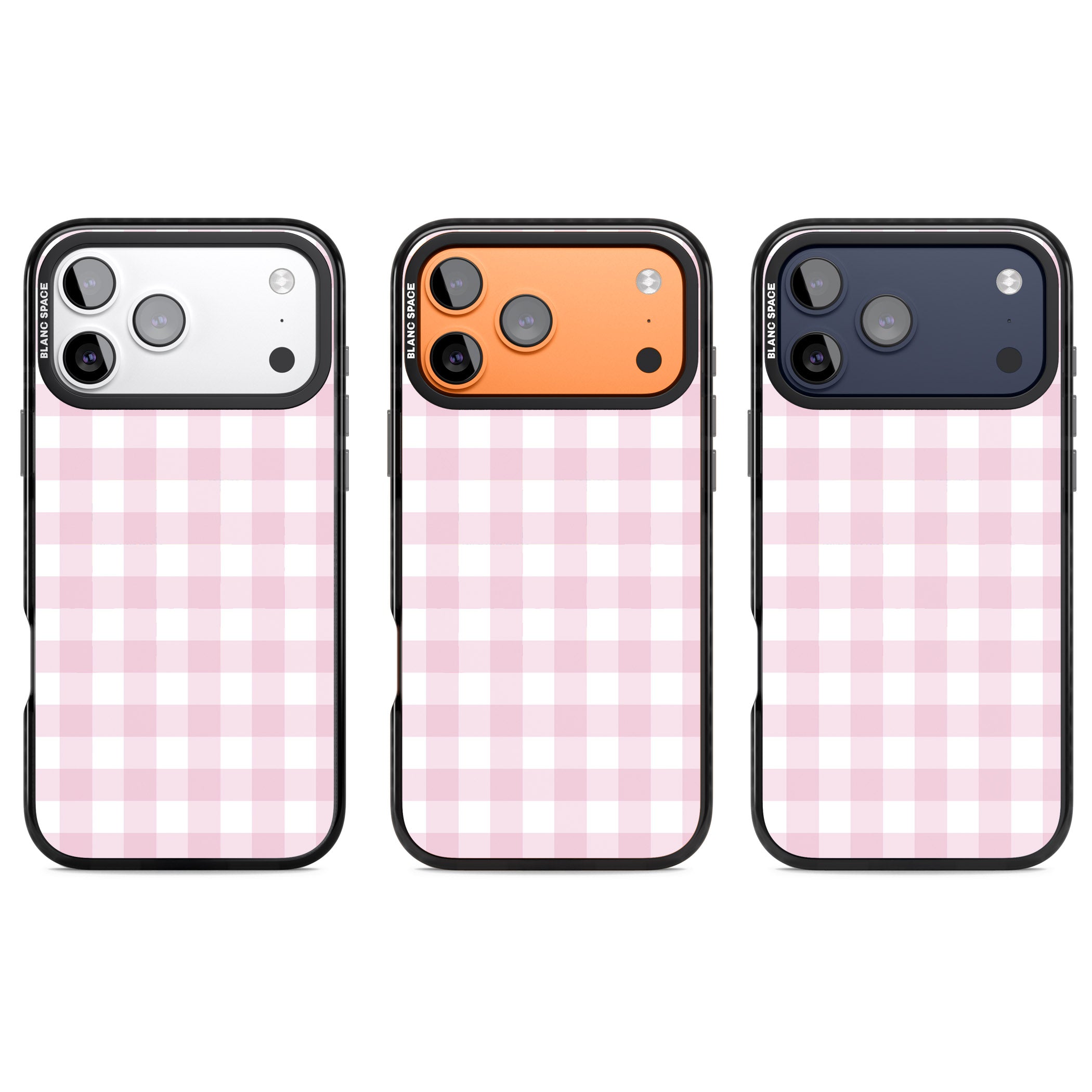 Pink Gingham Pattern iPhone 17 Pro Impact Pro Black Phone Case APT Impact Protection