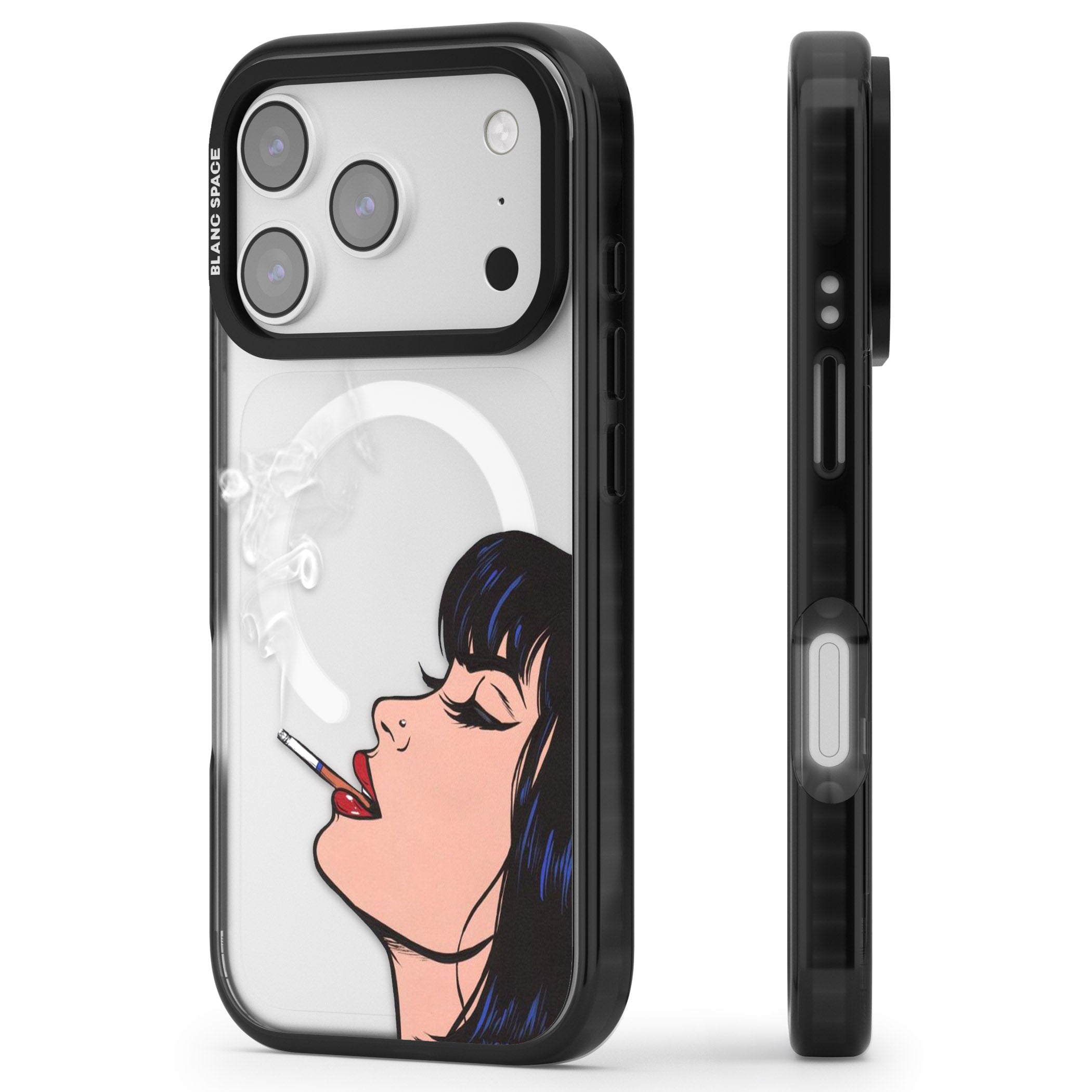 Stress Relief Pop Art iPhone 17 Pro Impact Pro Black Phone Case Side Profile