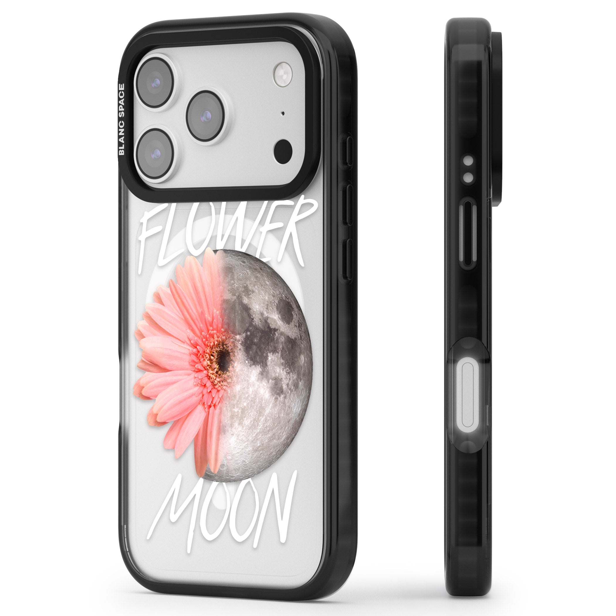 Flower Moon iPhone 17 Pro Impact Pro Black Phone Case Side Profile