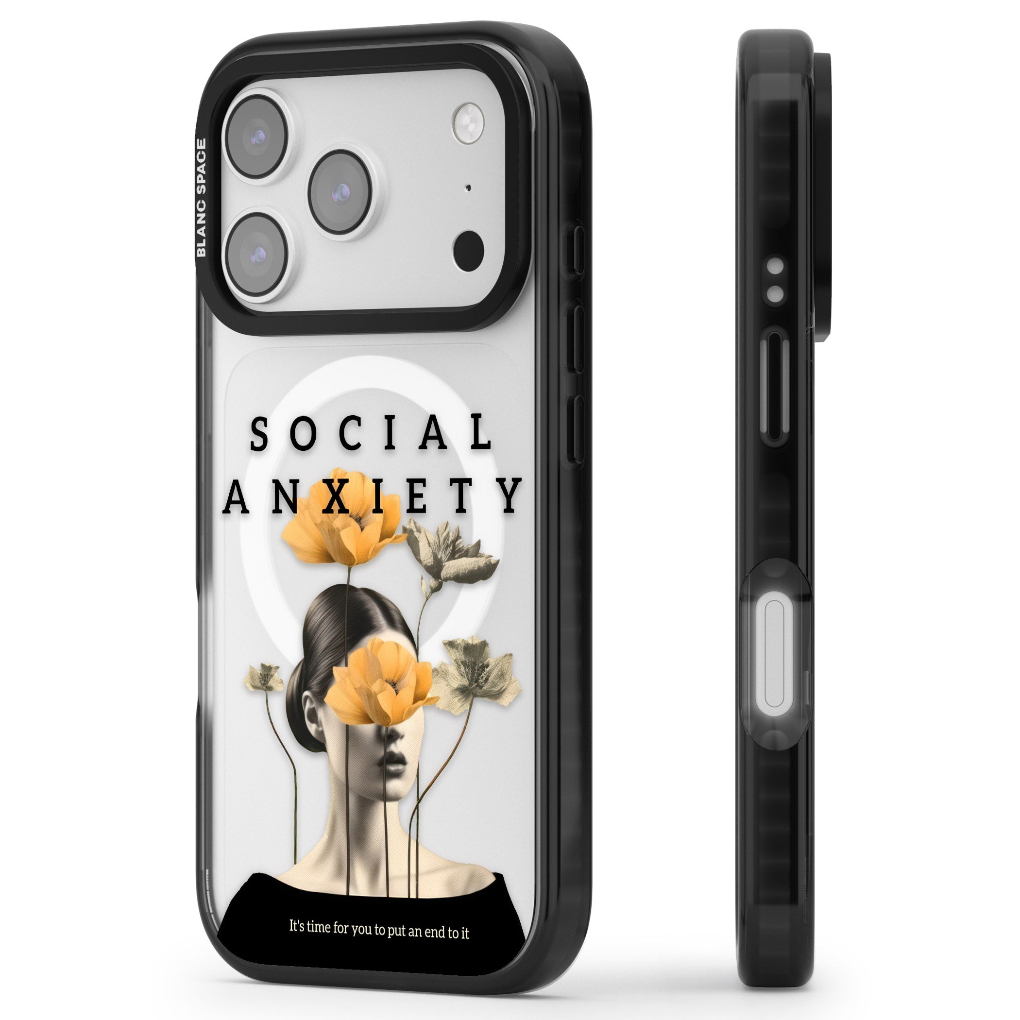 Social Anxiety iPhone 17 Pro Impact Pro Black Phone Case Side Profile