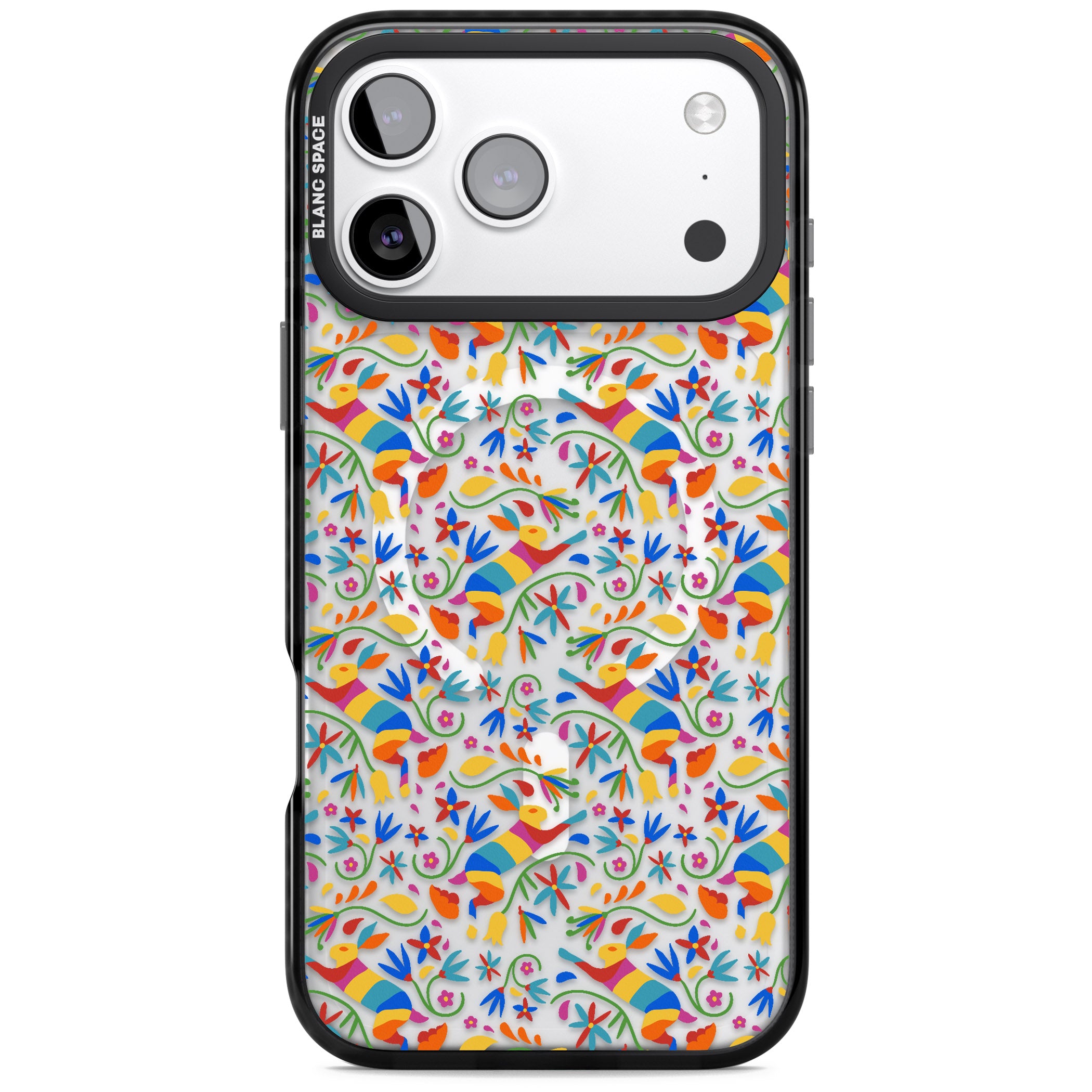 Vibrant Floral Mosaic iPhone 17 Pro Impact Pro Black Phone Case