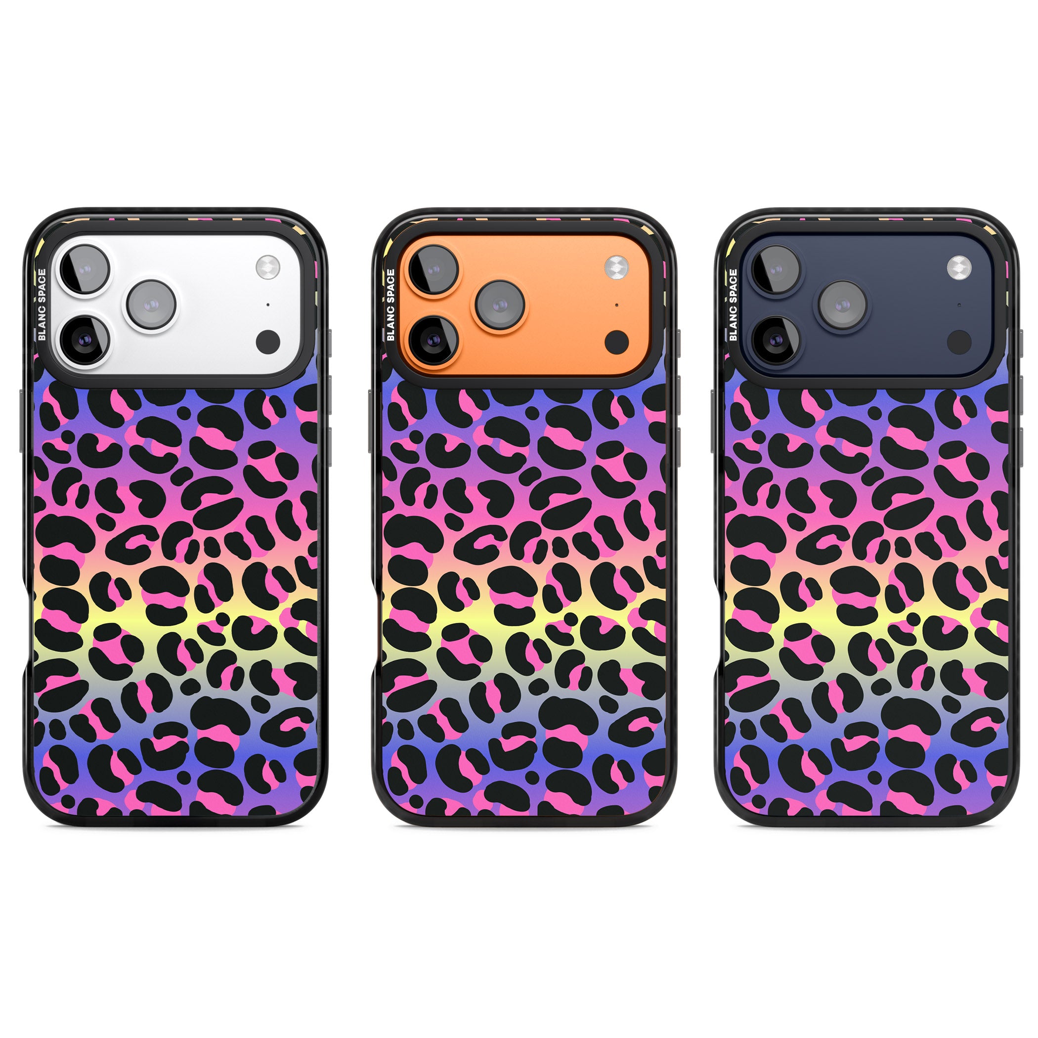 Rainbow Gradient Leopard iPhone 17 Pro Impact Pro Black Phone Case APT Impact Protection