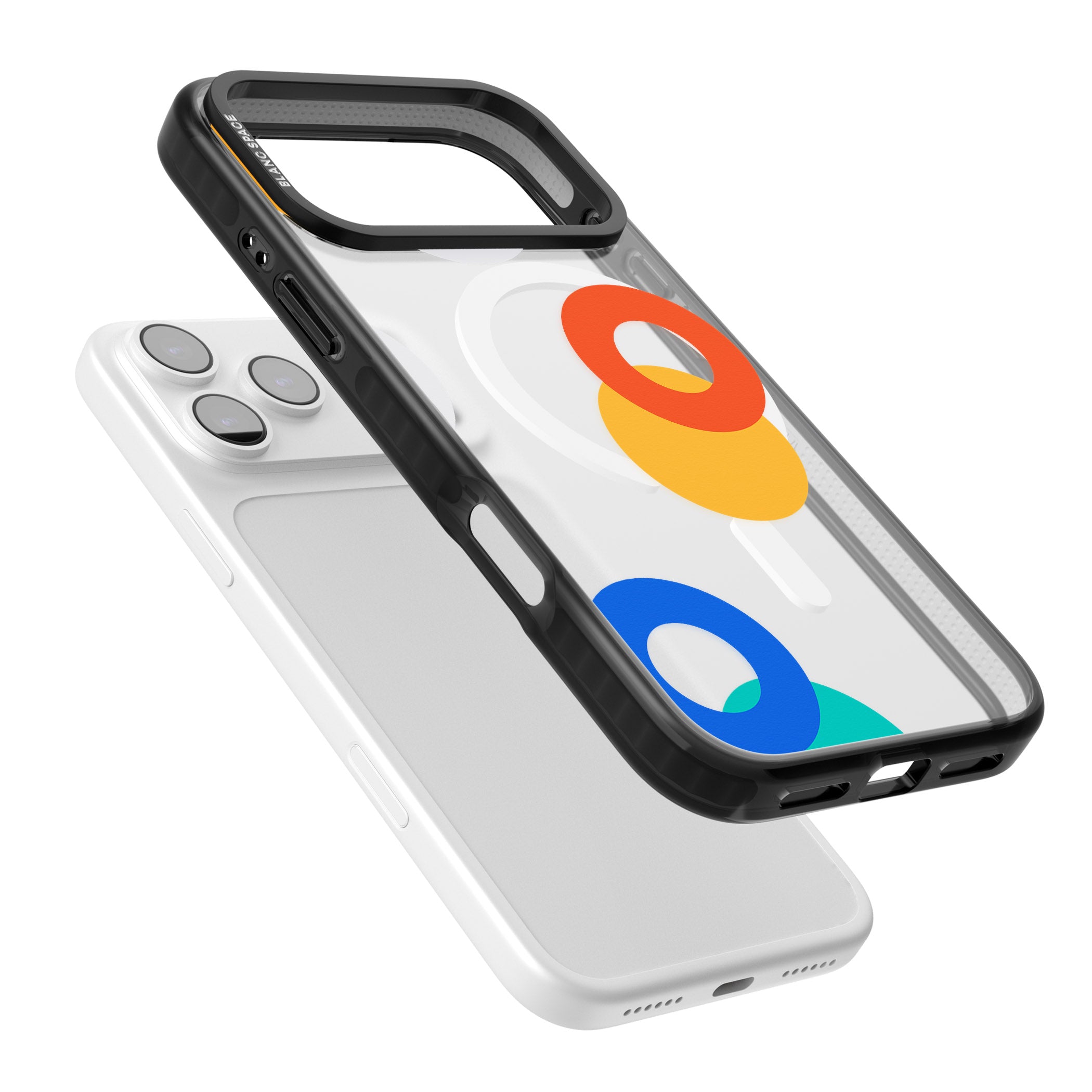 Abstract Mixed Circles iPhone 17 Pro Impact Pro Black Phone Case Colours