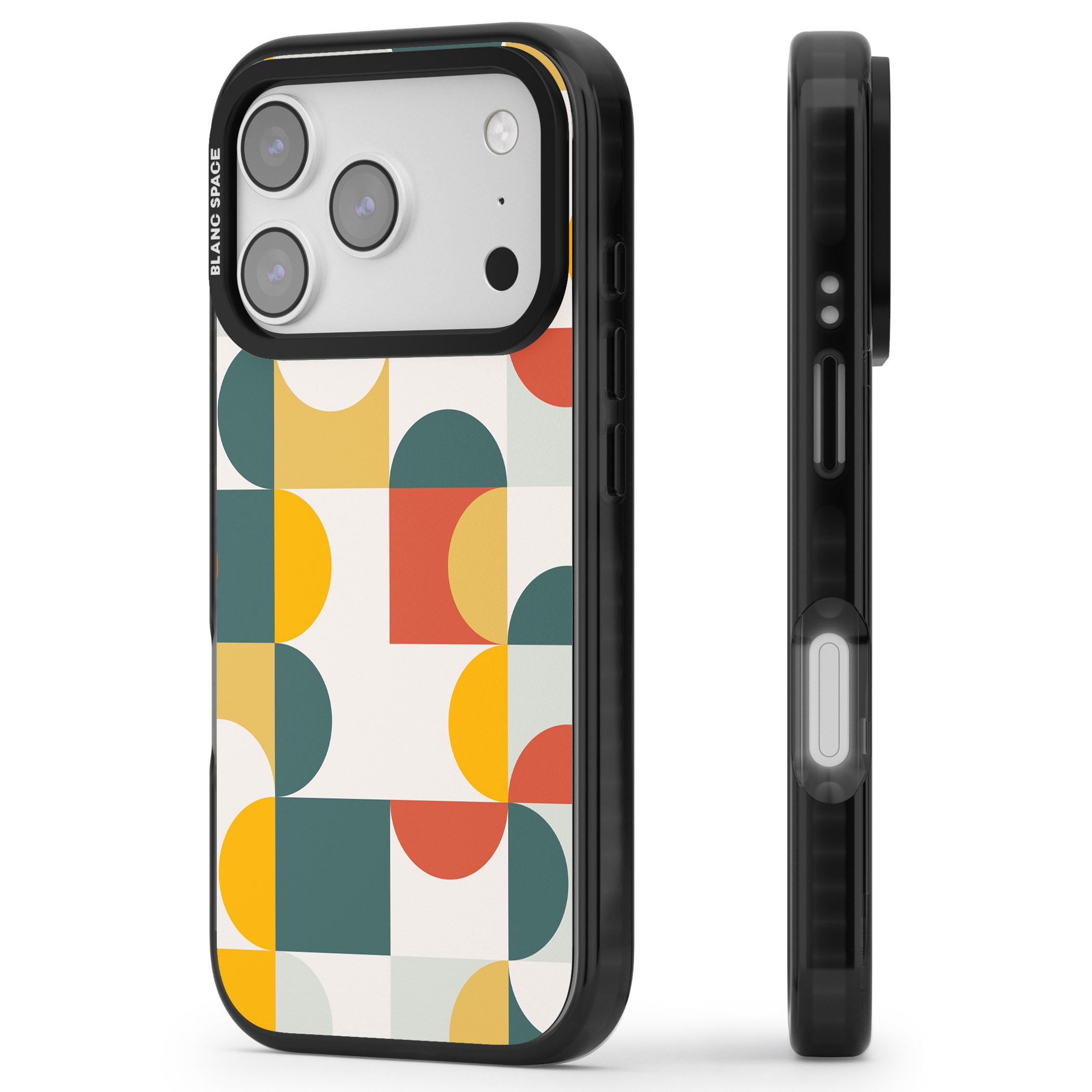 Retro Color Blocks iPhone 17 Pro Impact Pro Black Phone Case Side Profile