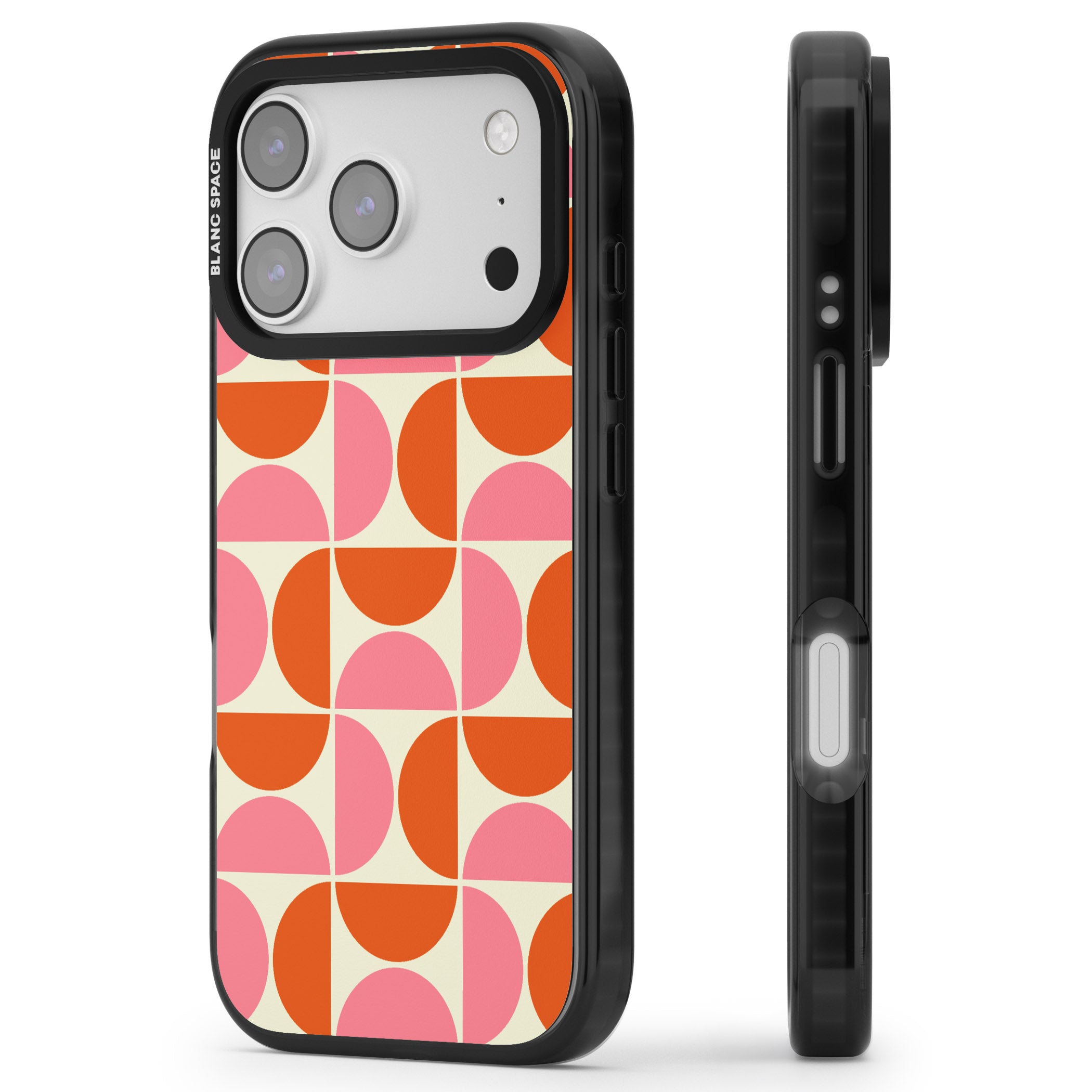Retro Half Circle Pattern iPhone 17 Pro Impact Pro Black Phone Case Side Profile