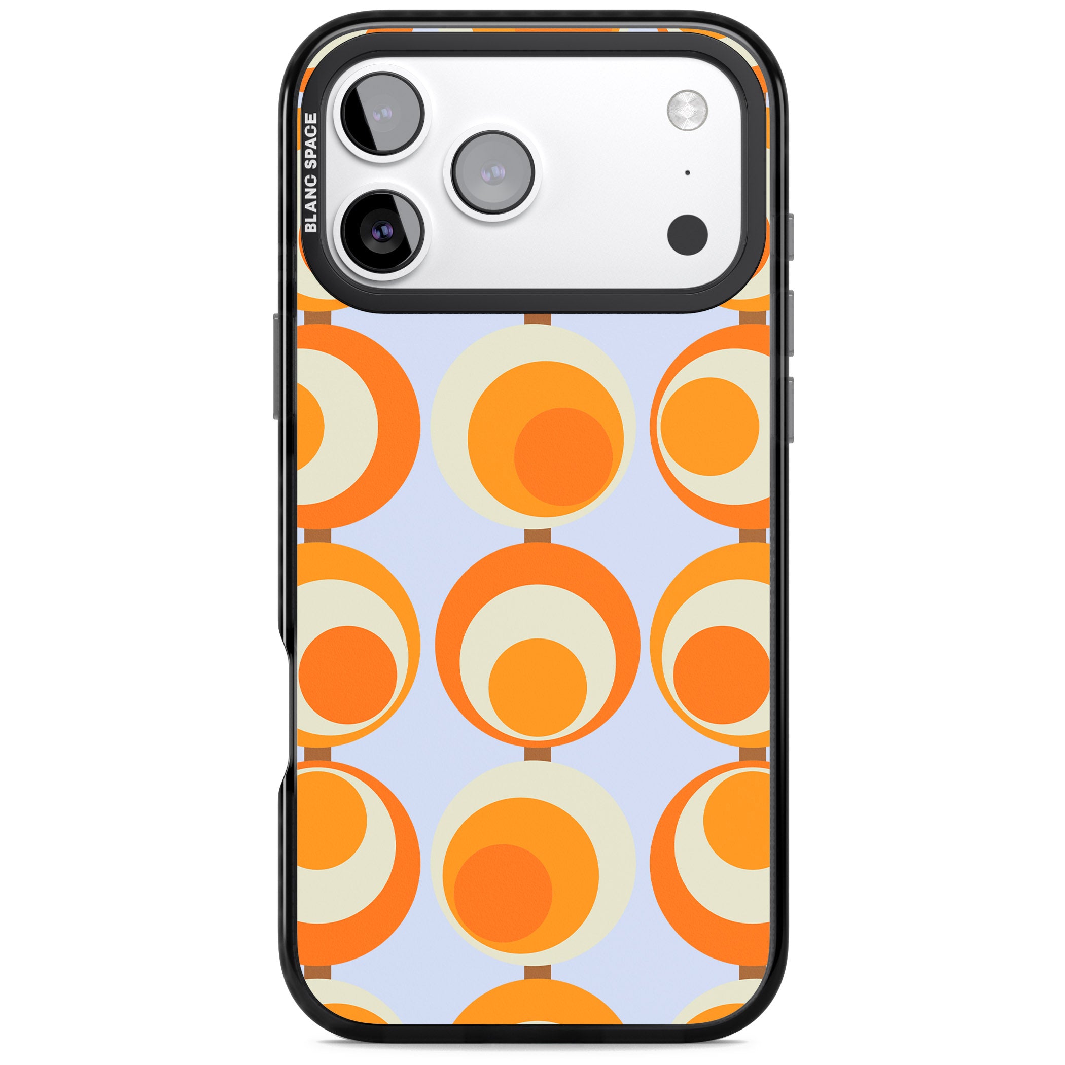 Mid Century Blue Orange Pattern iPhone 17 Pro Impact Pro Black Phone Case