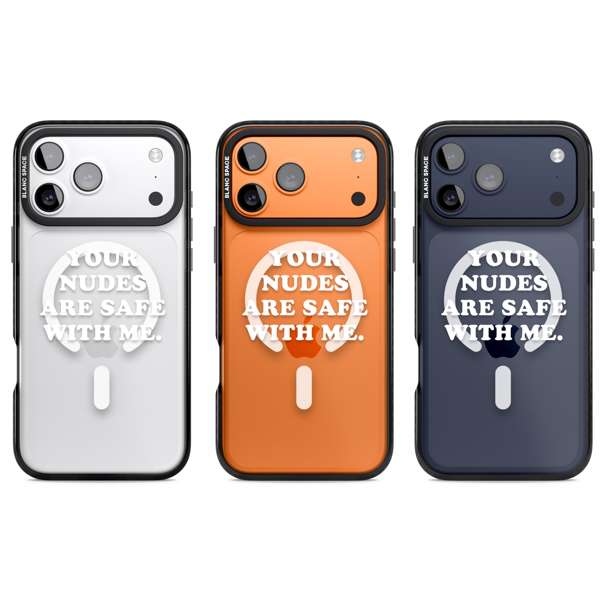 Your Nudes Are Safe White iPhone 17 Pro Impact Pro Black Phone Case APT Impact Protection