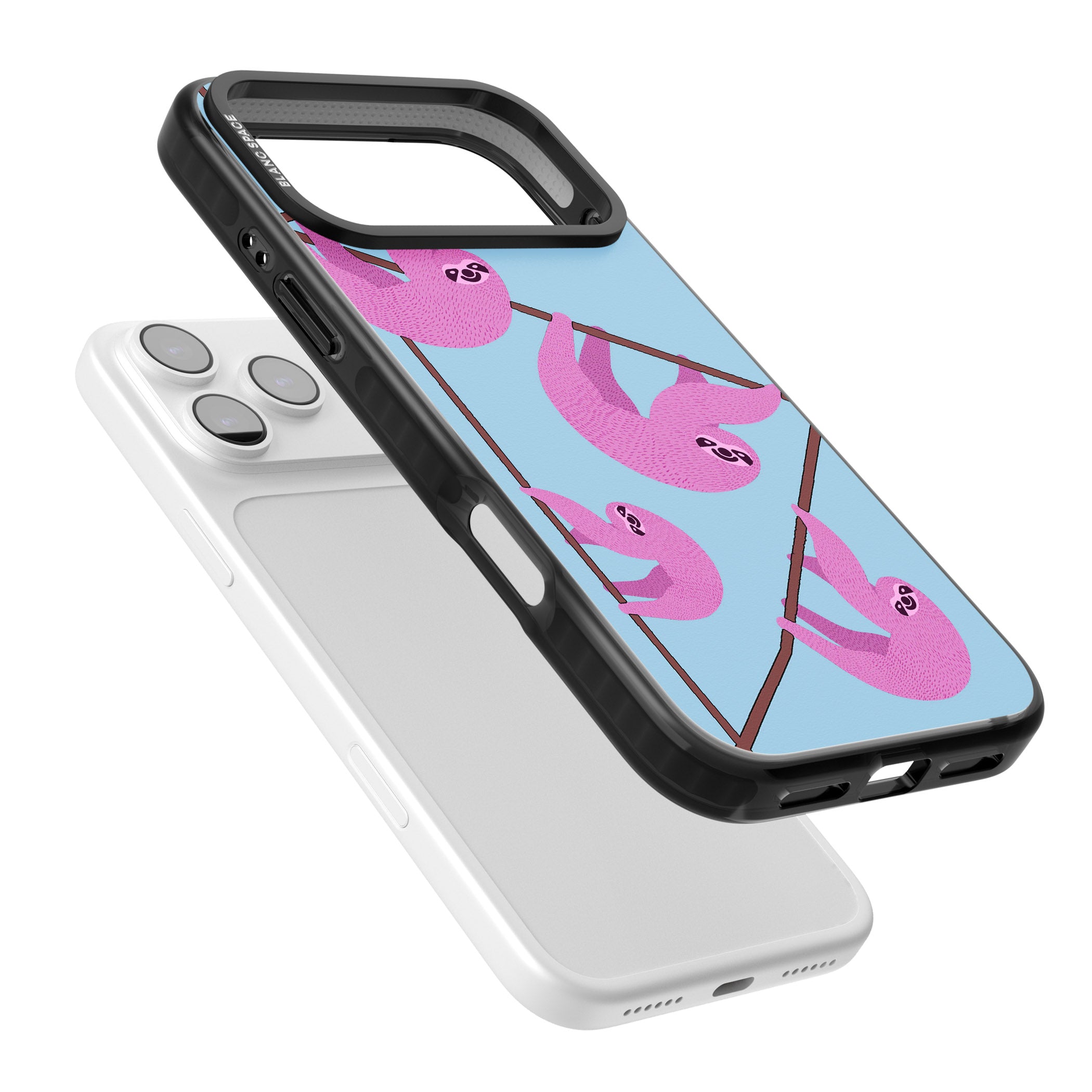 Pink Sloth iPhone 17 Pro Impact Pro Black Phone Case Colours