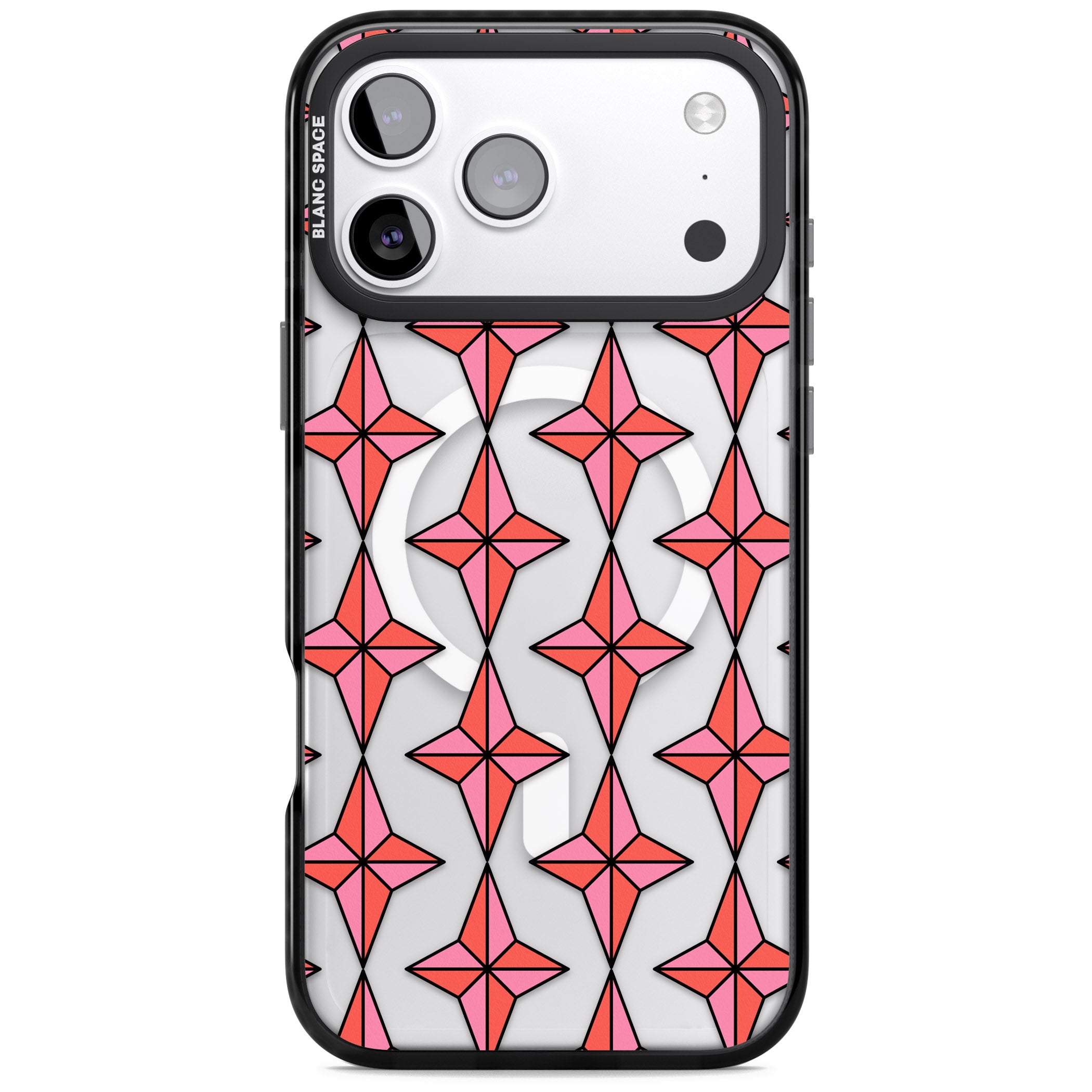 Rose Stars Pattern (Clear) iPhone 17 Pro Max Impact Pro Black Phone Case