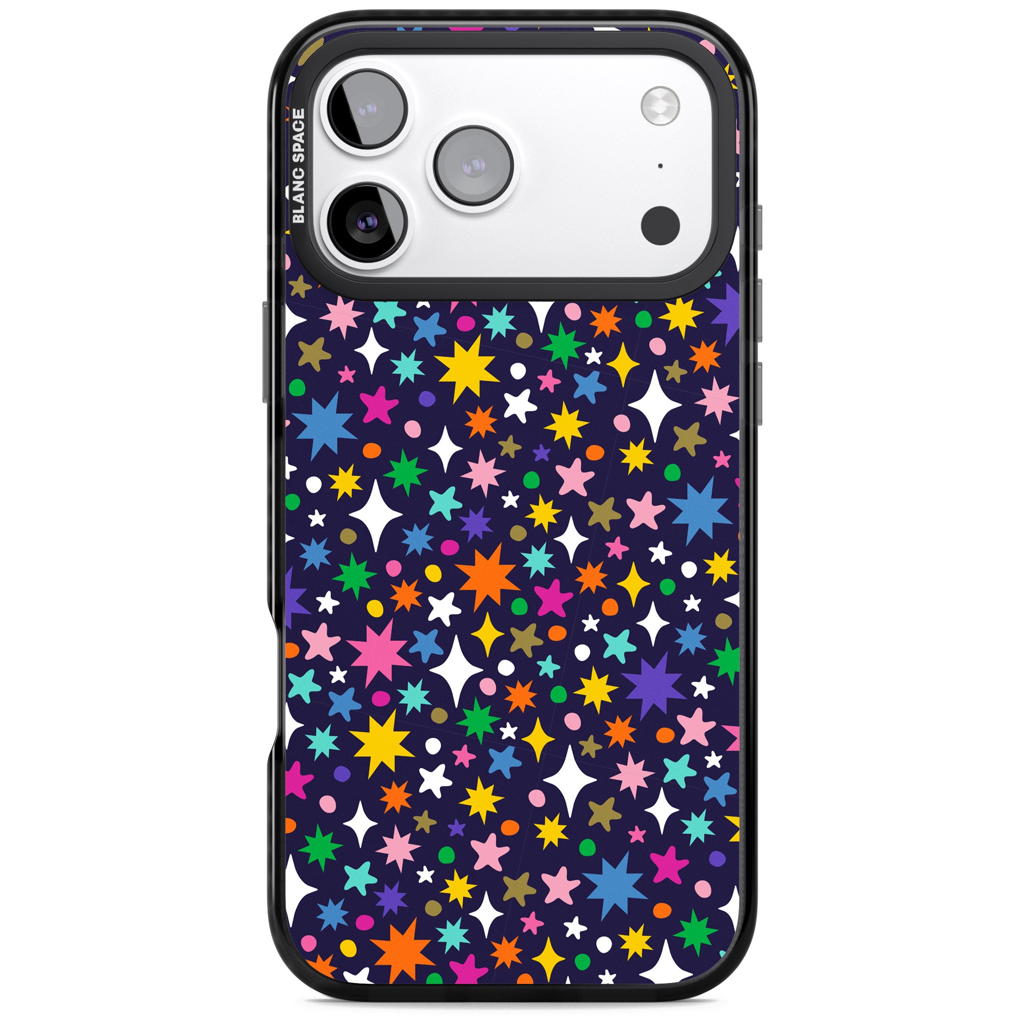 Rainbow Starburst (Purple) iPhone 17 Pro Impact Pro Black Phone Case