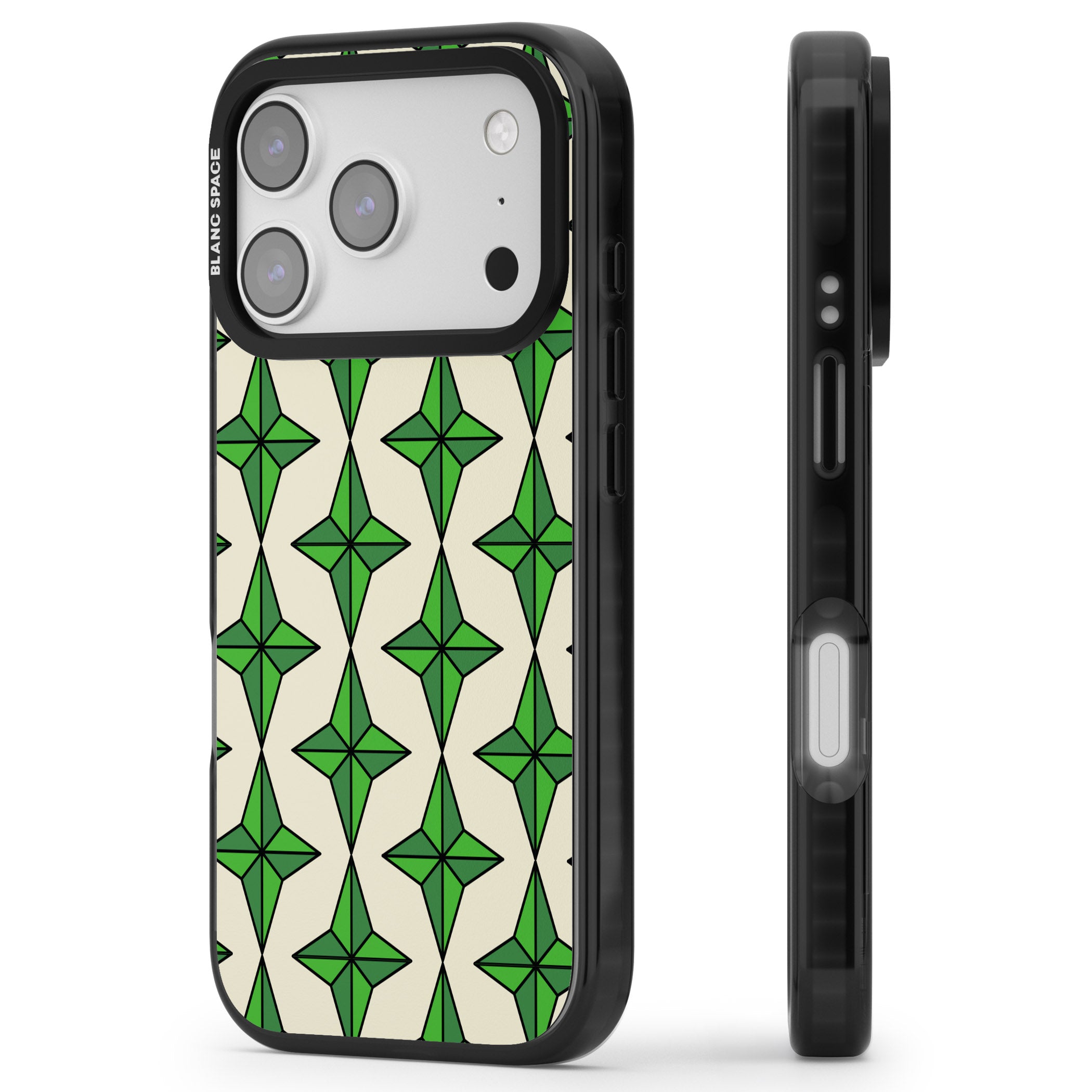 Emerald Stars Pattern iPhone 17 Pro Max Impact Pro Black Phone Case Side Profile