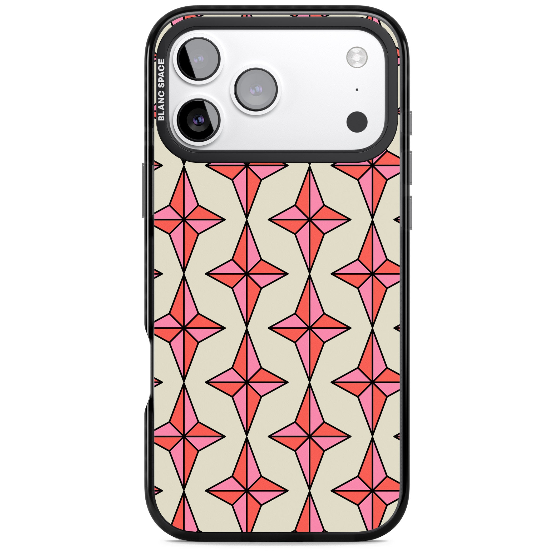 Rose Stars Pattern iPhone 17 Pro Impact Pro Black Phone Case