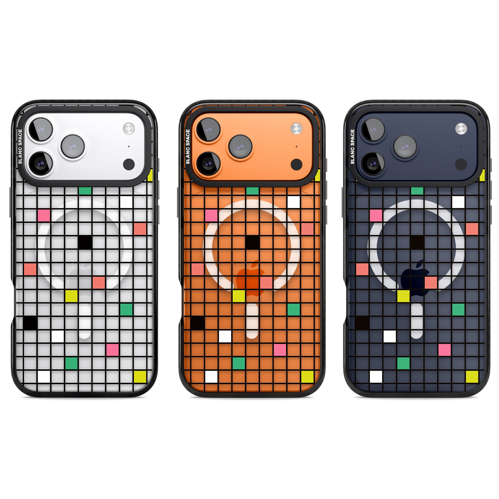 Vibrant Clear Geometric Grid iPhone 17 Pro Impact Pro Black Phone Case APT Impact Protection