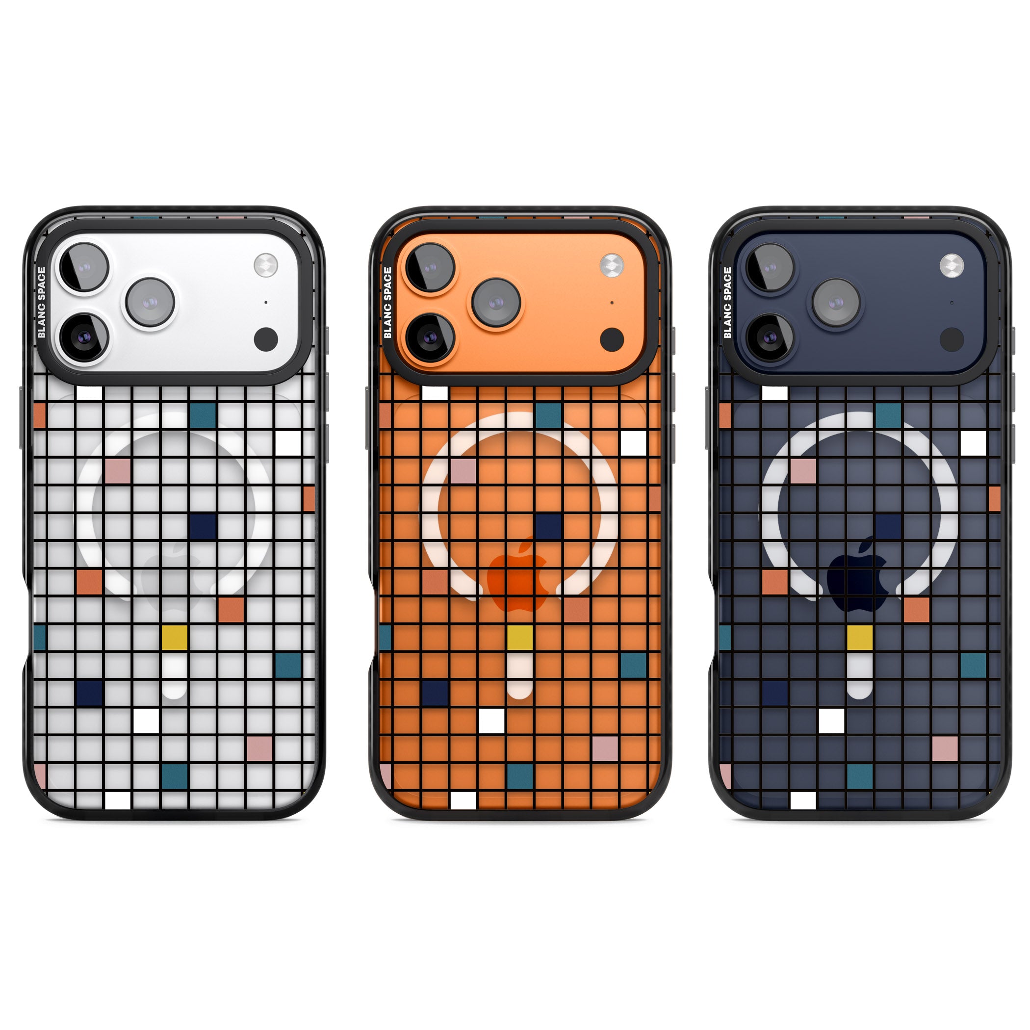 Earthtone Clear Geometric Grid iPhone 17 Pro Impact Pro Black Phone Case APT Impact Protection