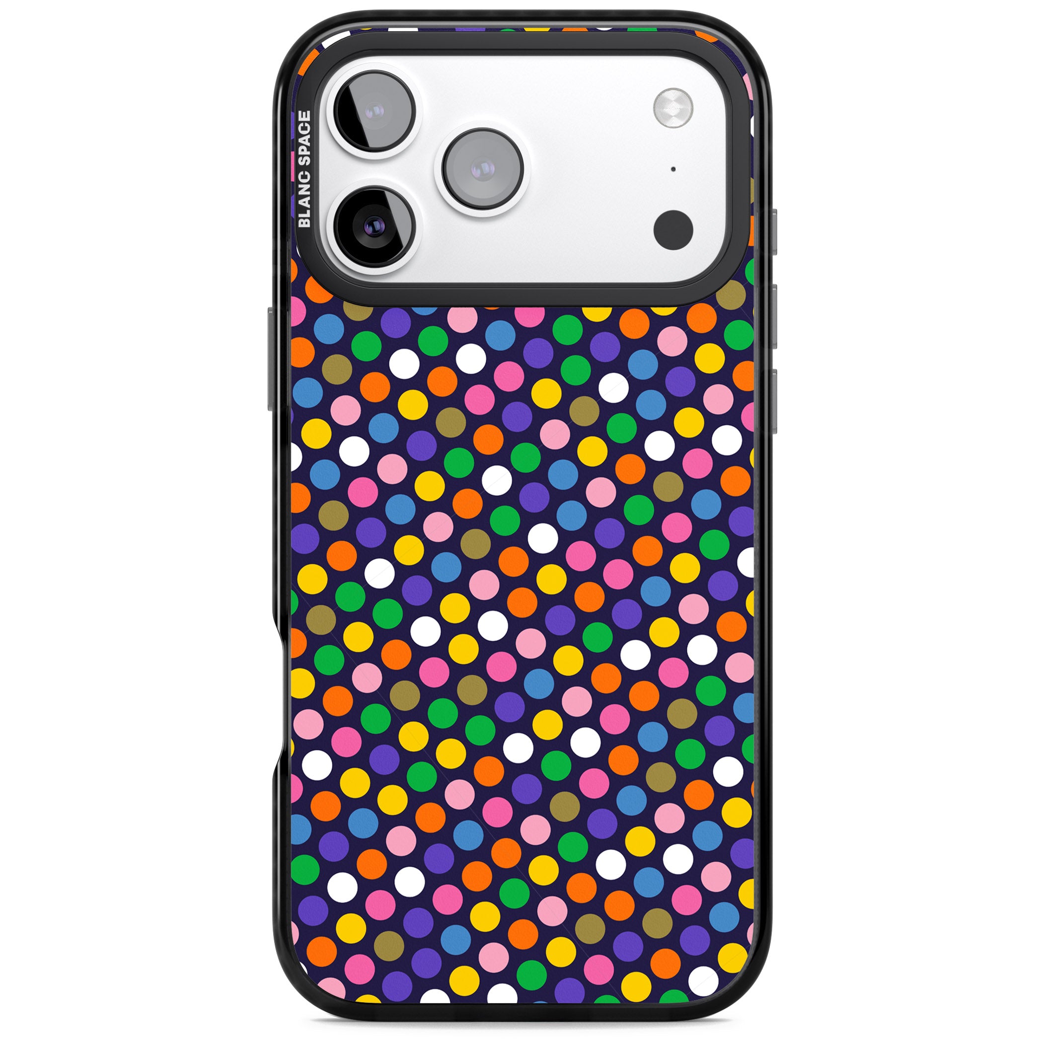 Multicolour Polka Dot Fiesta (Purple) iPhone 17 Pro Max Impact Pro Black Phone Case