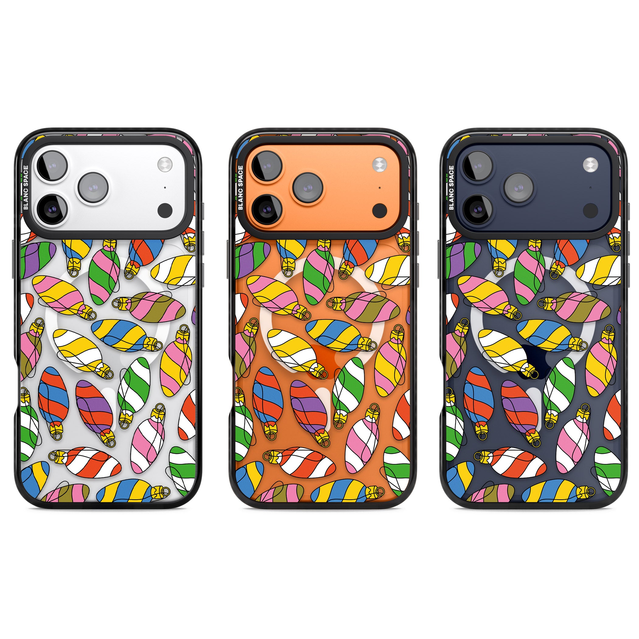 Colourful Holiday Ornaments iPhone 17 Pro Impact Pro Black Phone Case APT Impact Protection