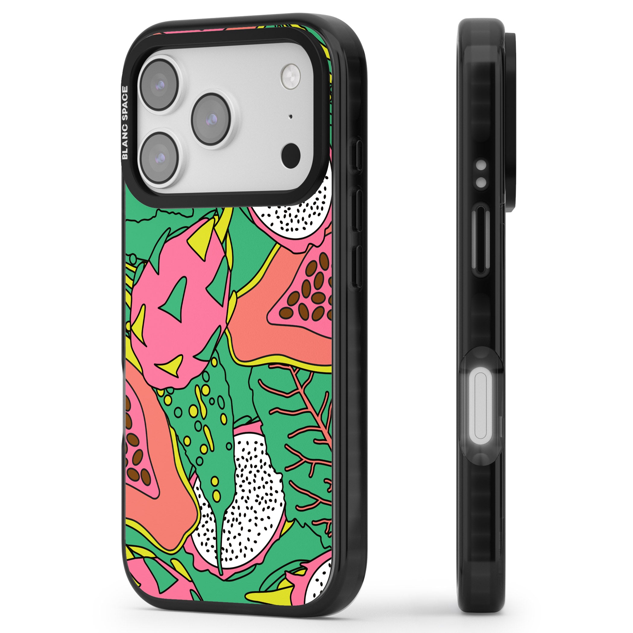 Psychedelic Salad iPhone 17 Pro Impact Pro Black Phone Case Side Profile