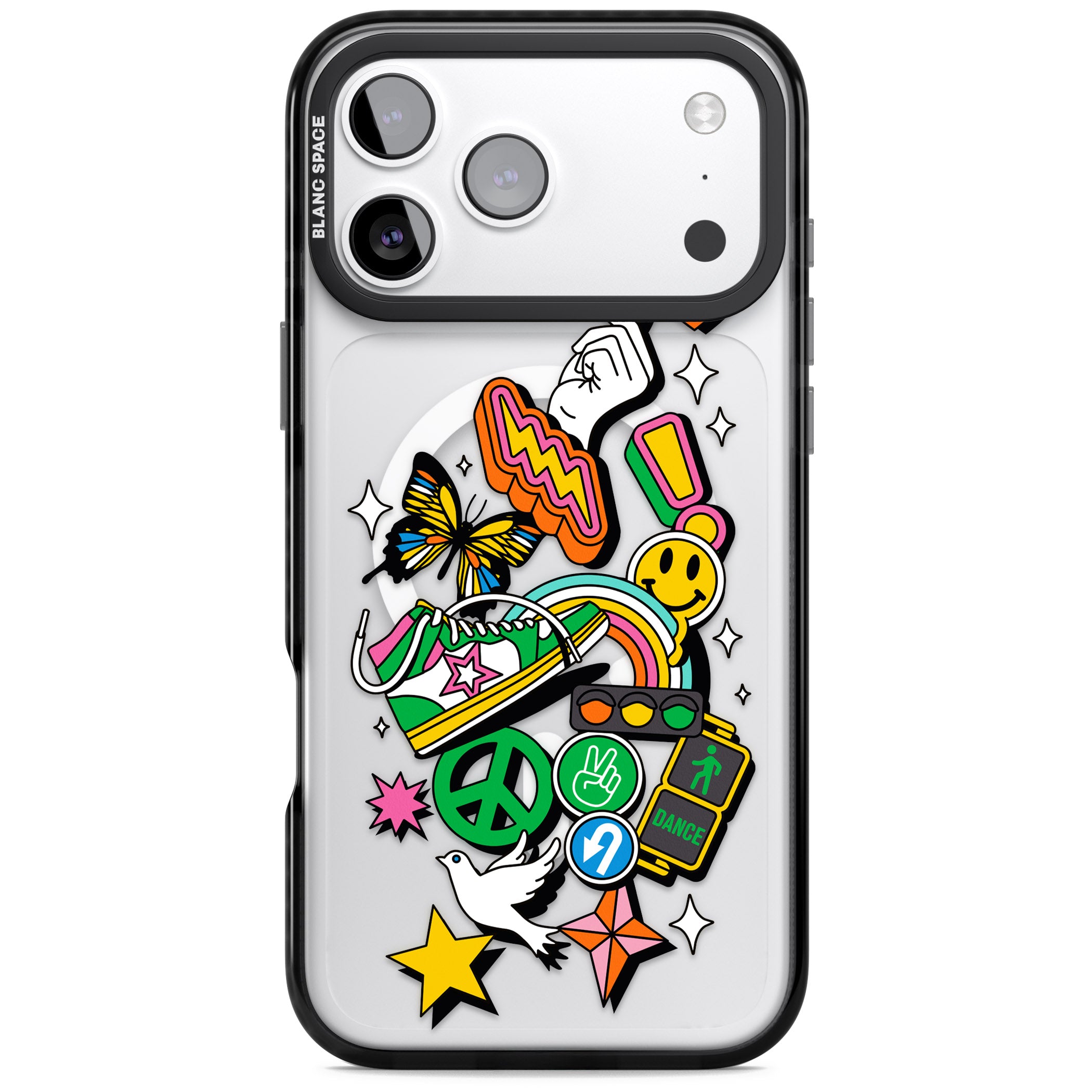 Nostalgic Sticker Collage iPhone 17 Pro Impact Pro Black Phone Case