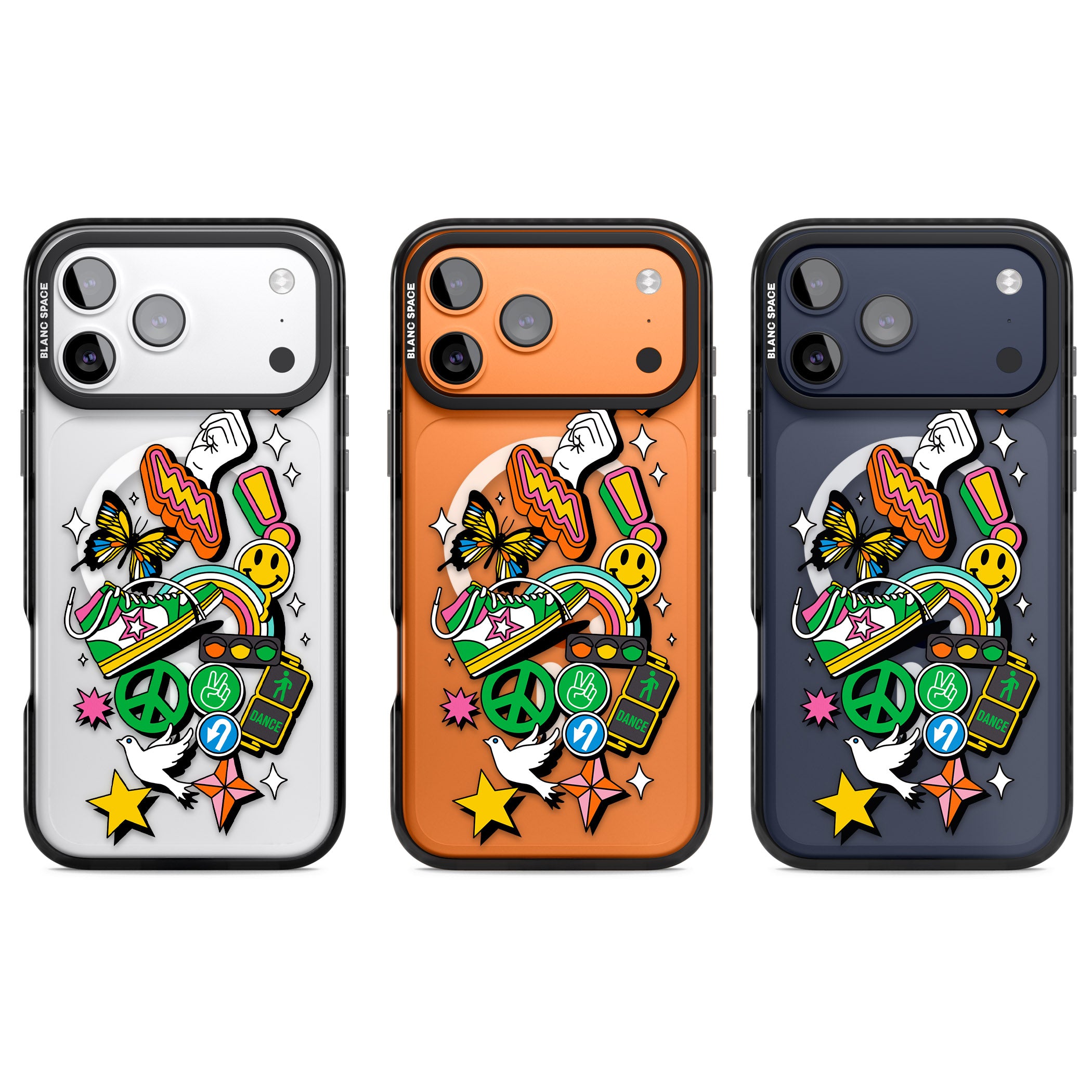 Nostalgic Sticker Collage iPhone 17 Pro Impact Pro Black Phone Case APT Impact Protection